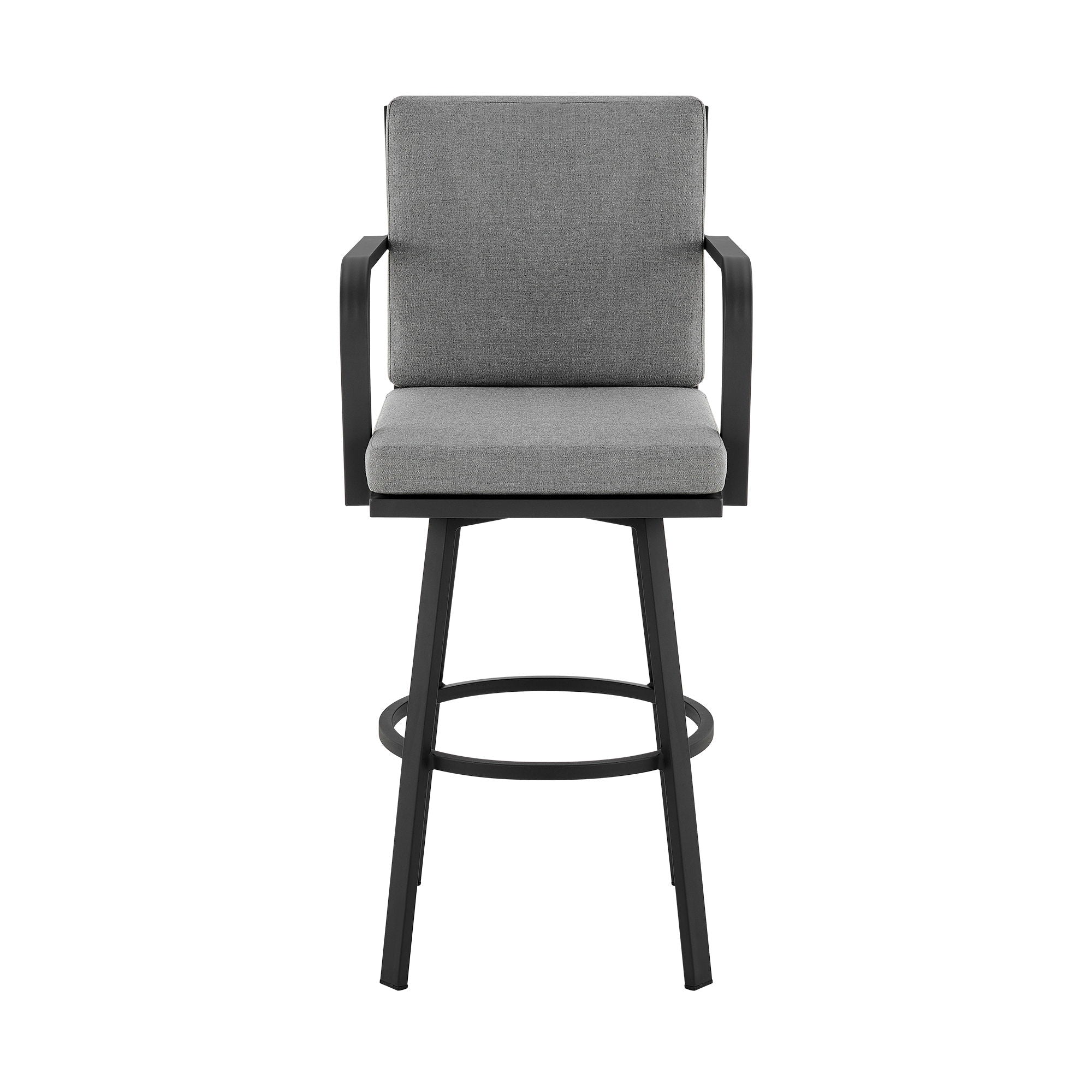 Arnauld - 30" Outdoor Patio Bar Stool With Cushions - Black / Gray