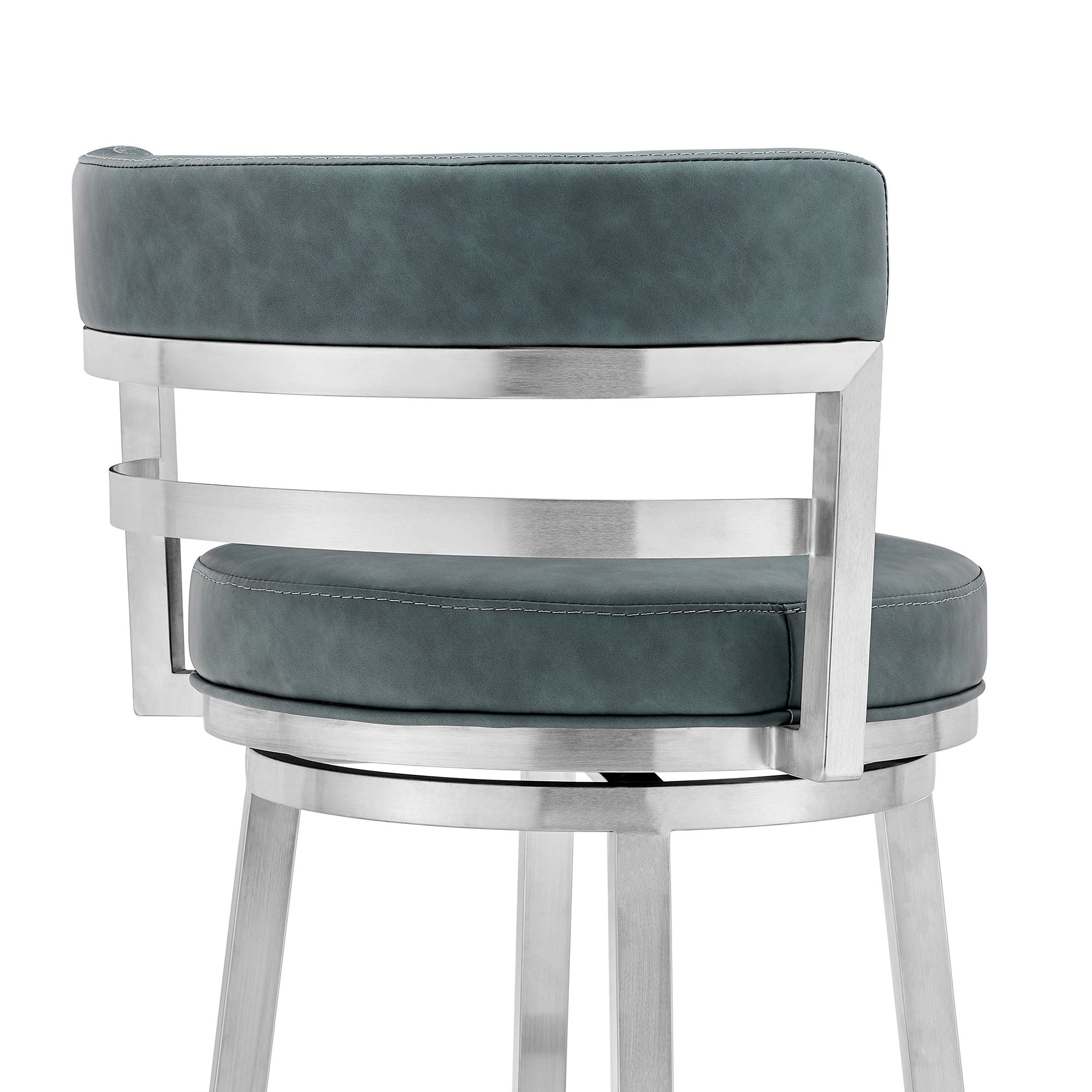 Titana - Swivel Faux Leather And Brushed Stainless Steel Bar Stool