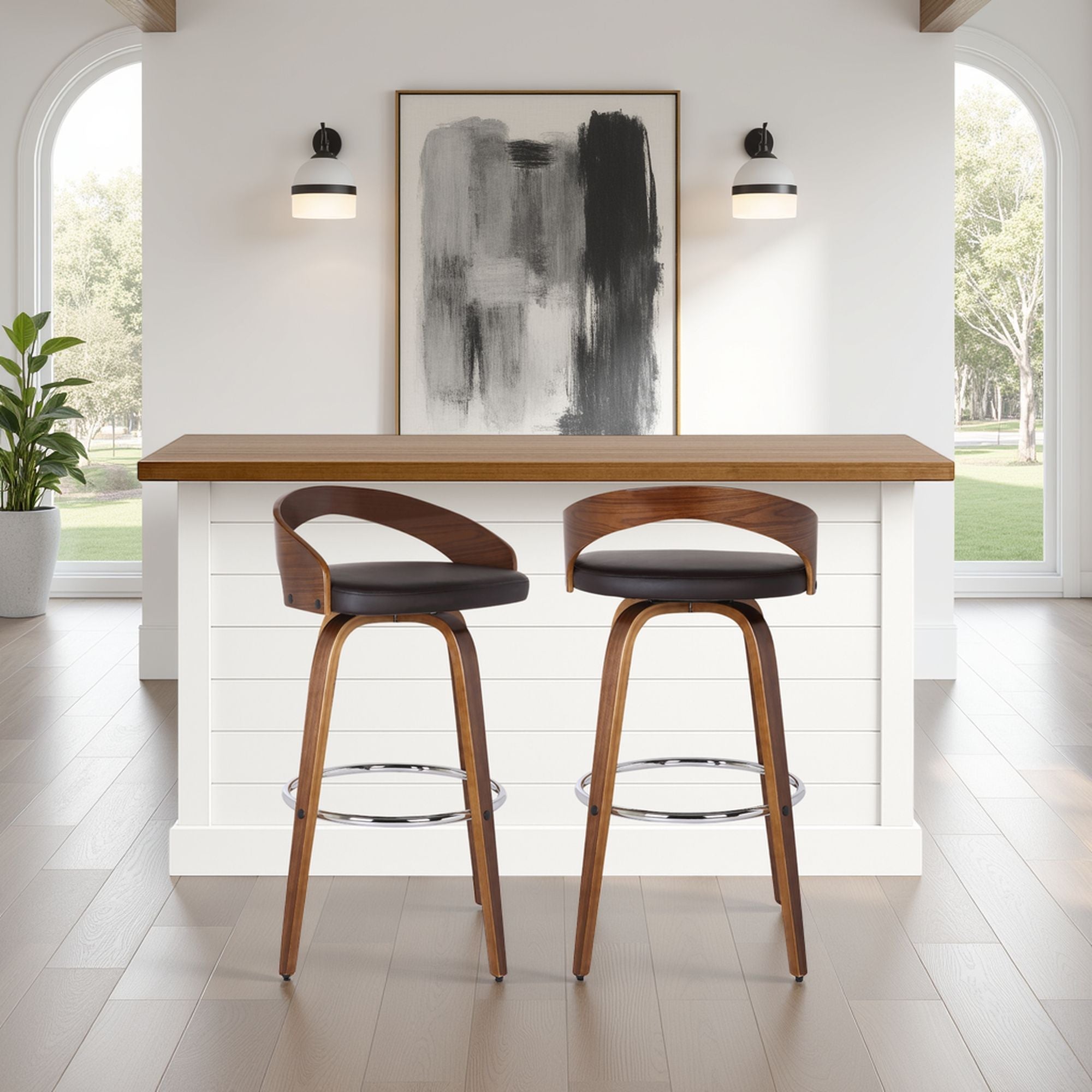 Sonia - 30" Bar Height Swivel Bar Stool - Walnut Wood