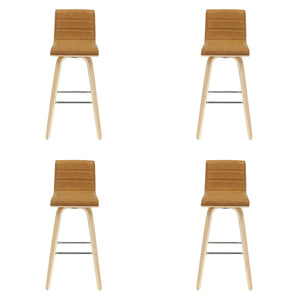 Vienna - 39.5" Swivel Bar Height Square Back Wood Bar Stool With Faux Leather Seat
