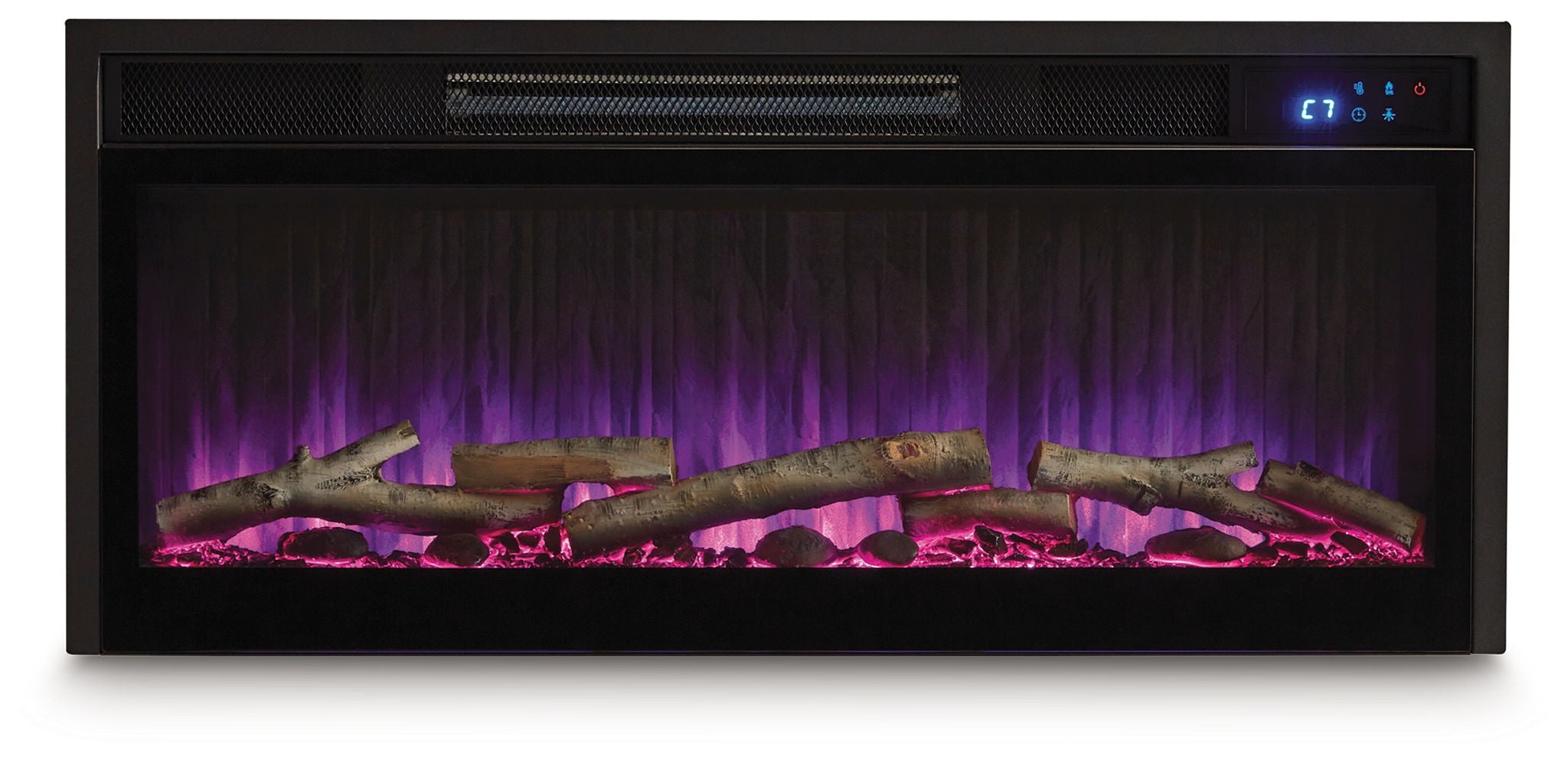 Entertainment Accessories - Fireplace Insert With Faux Birch Log Set - Black
