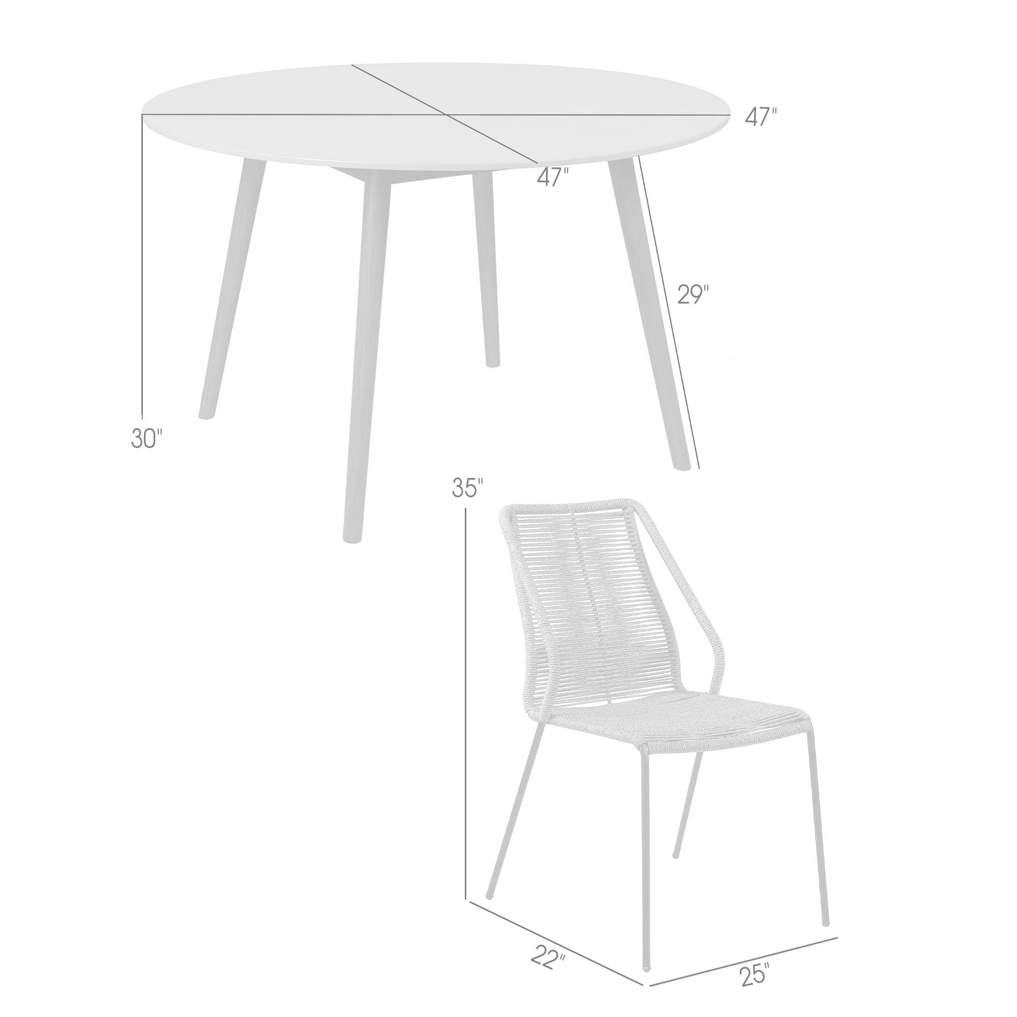 Sydney And Clip - Outdoor Patio 47" Dining Set