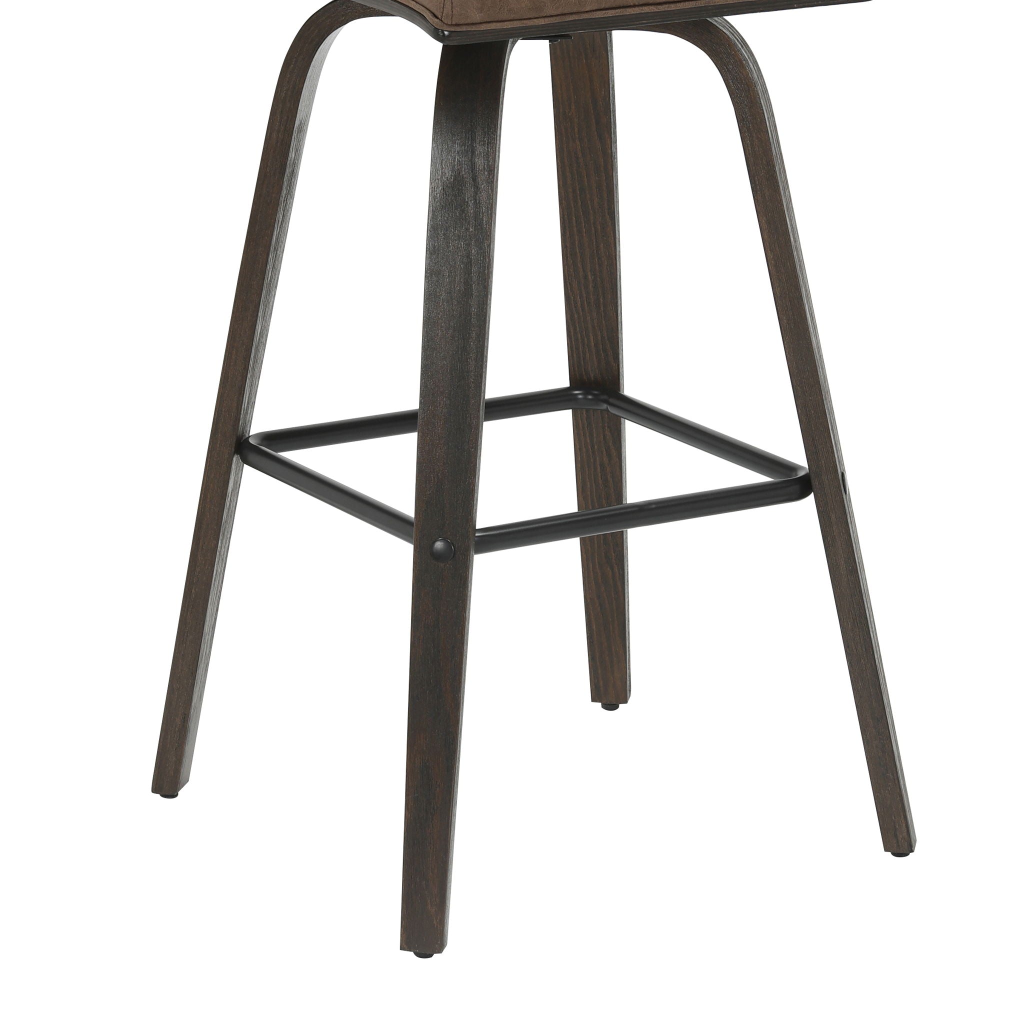 Vienna - 39.5" Swivel Bar Height Square Back Wood Bar Stool With Faux Leather Seat