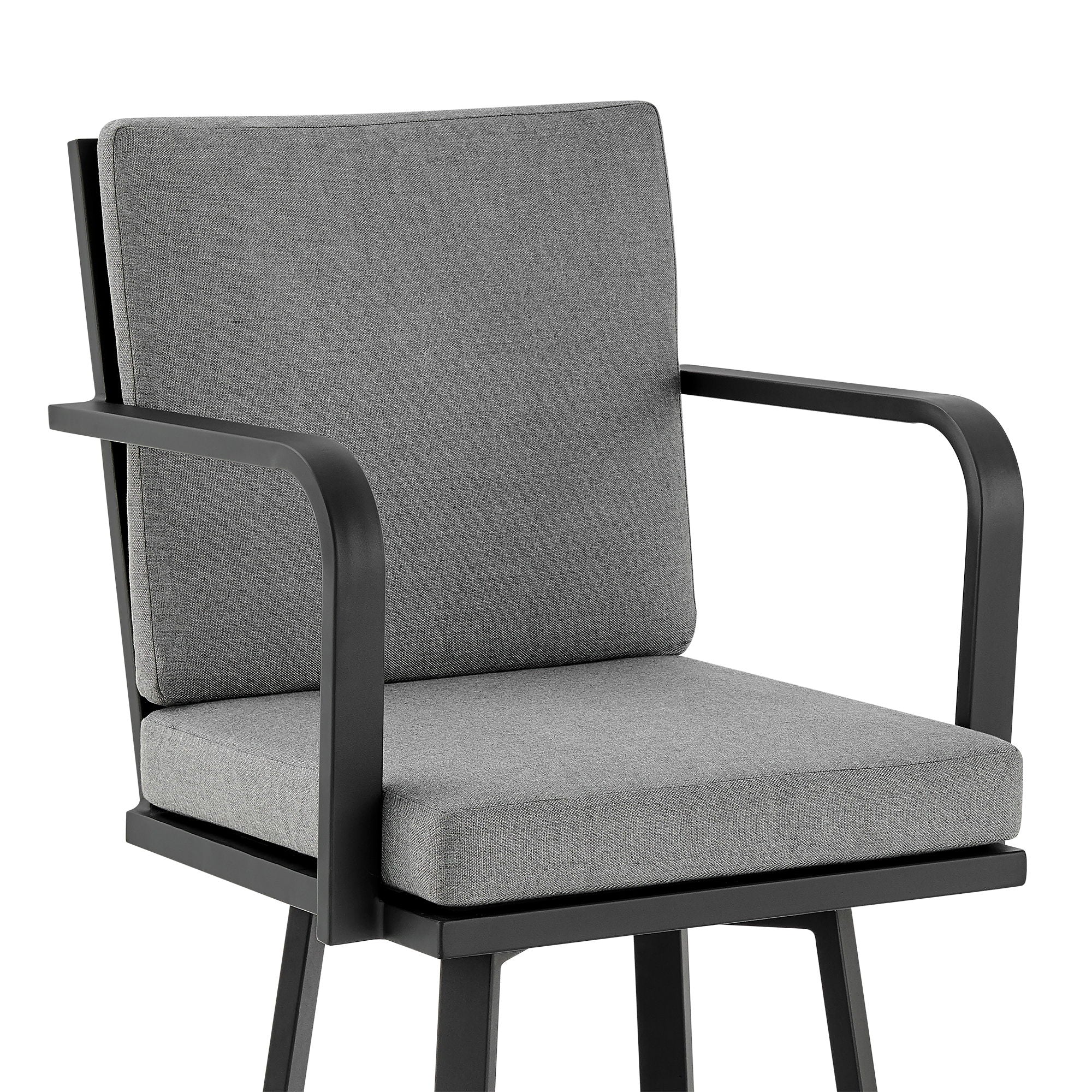 Arnauld - 30" Outdoor Patio Bar Stool With Cushions - Black / Gray