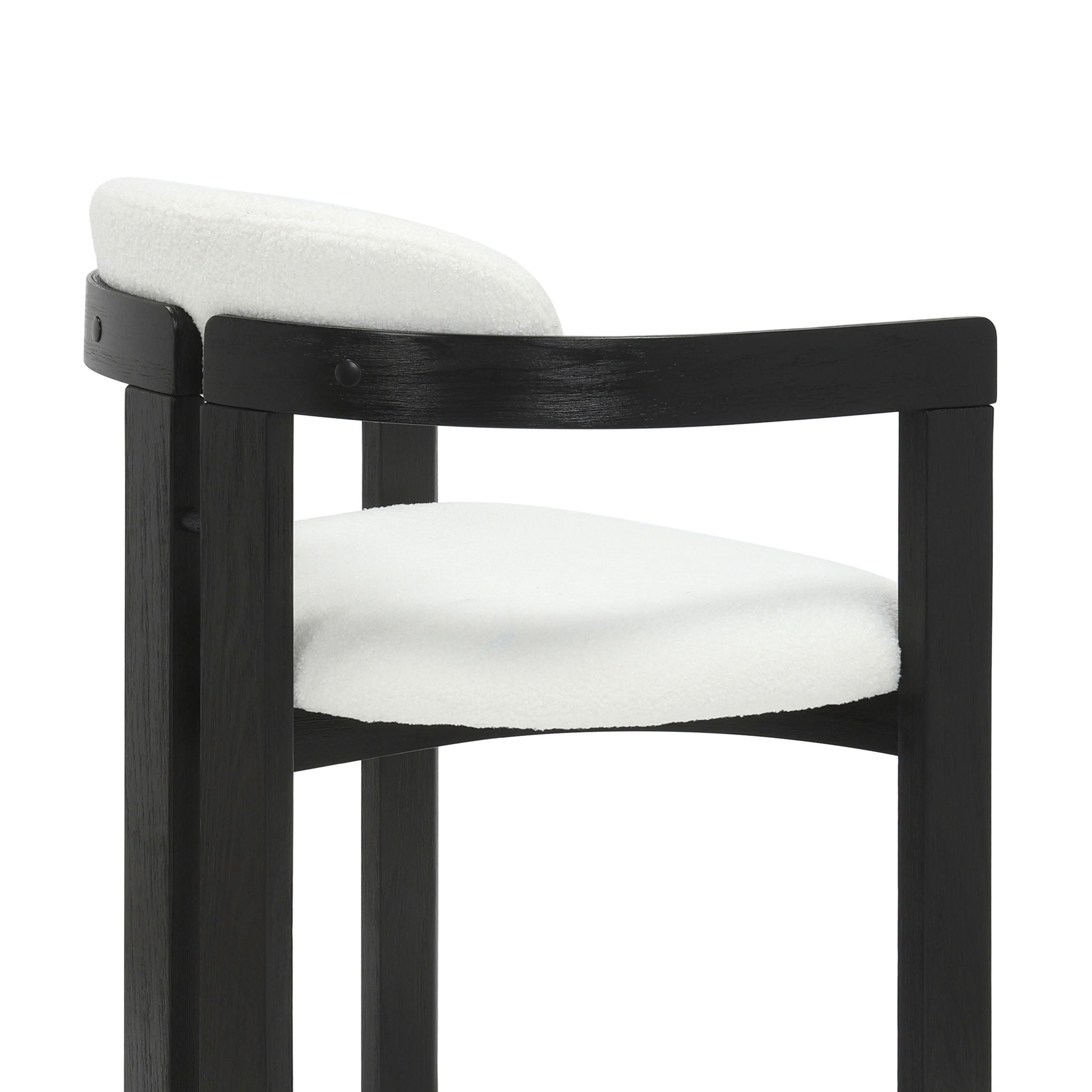 Jazmin - Curved Back Wood Dining Chair With Boucle Fabric Seat Set