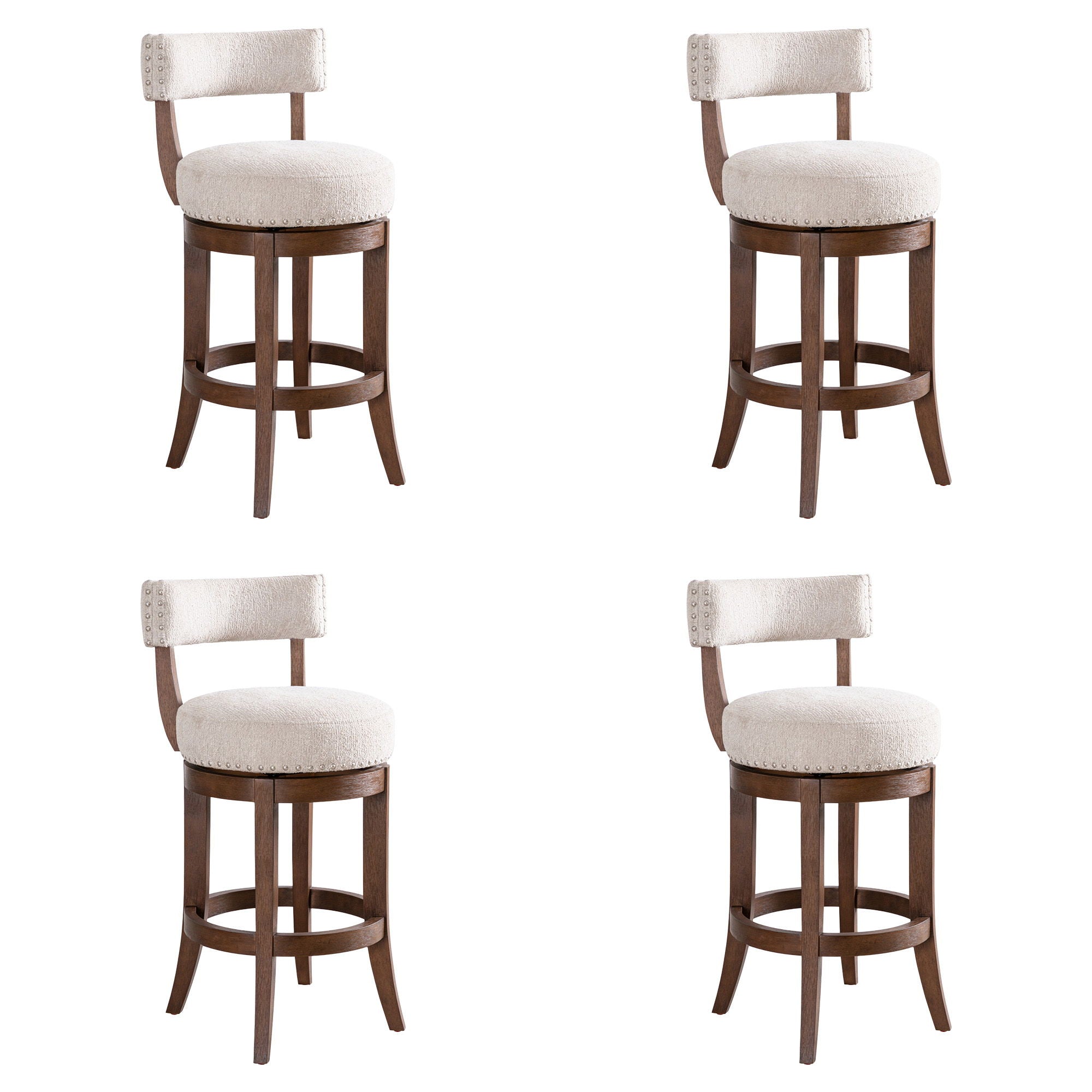 Mystic - Solid Wood Upholstered 26" Counter Height Swivel Barstool