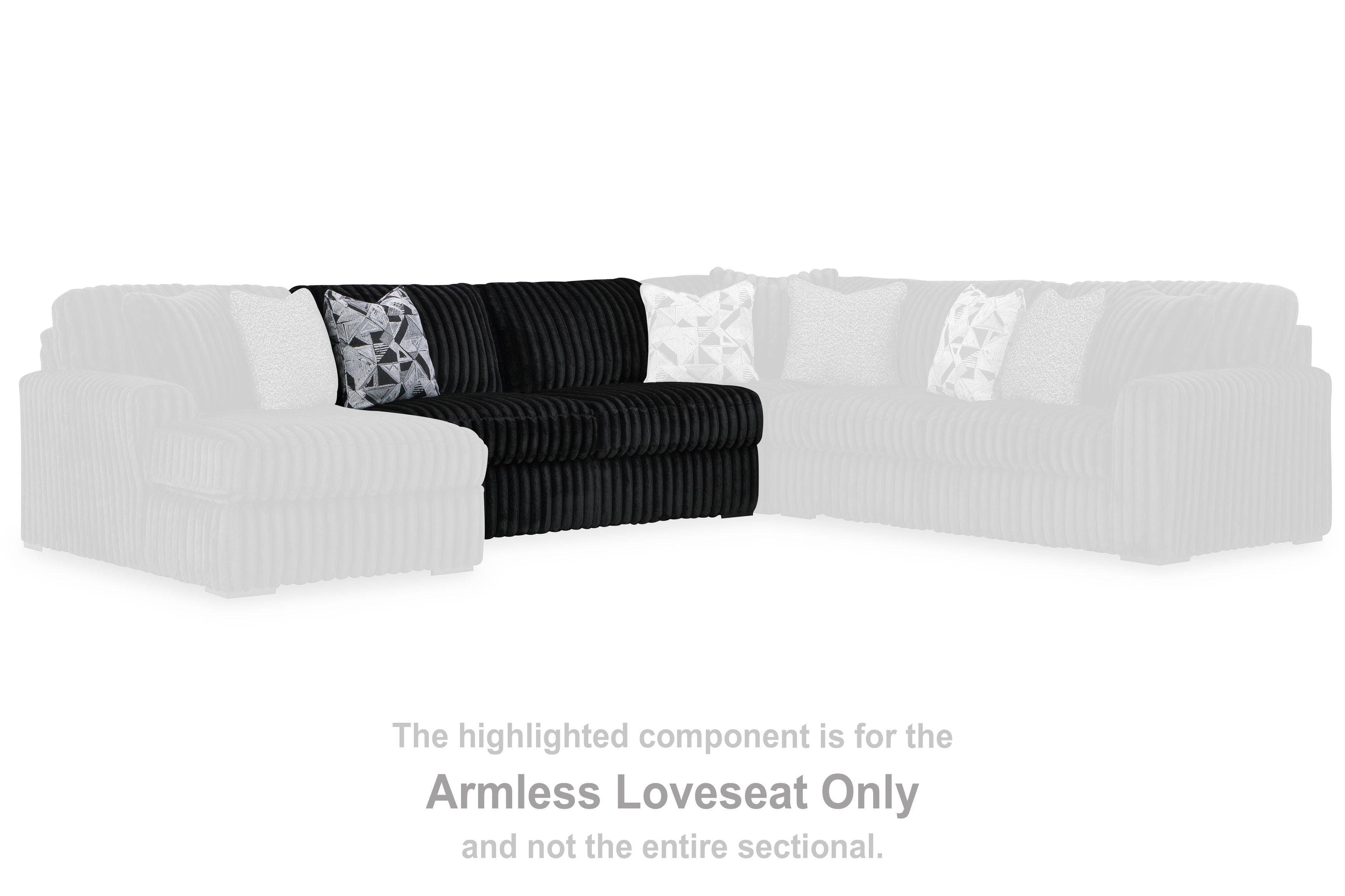 Midnight-Madness - Armless Loveseat - Onyx