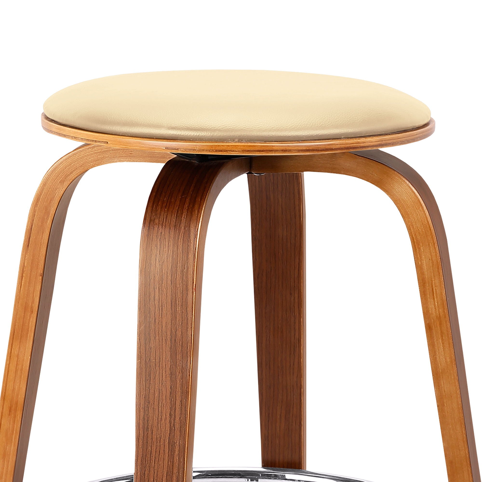 Harbor - 26" Counter Height Backless Swivel Mid-Century Modern Bar Stool - Cream / Walnut