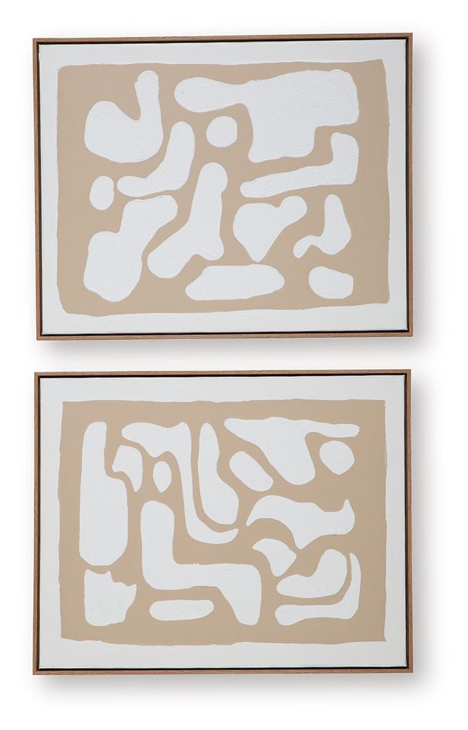 Waldett - Wall Art Set (Set of 2) - Beige / White