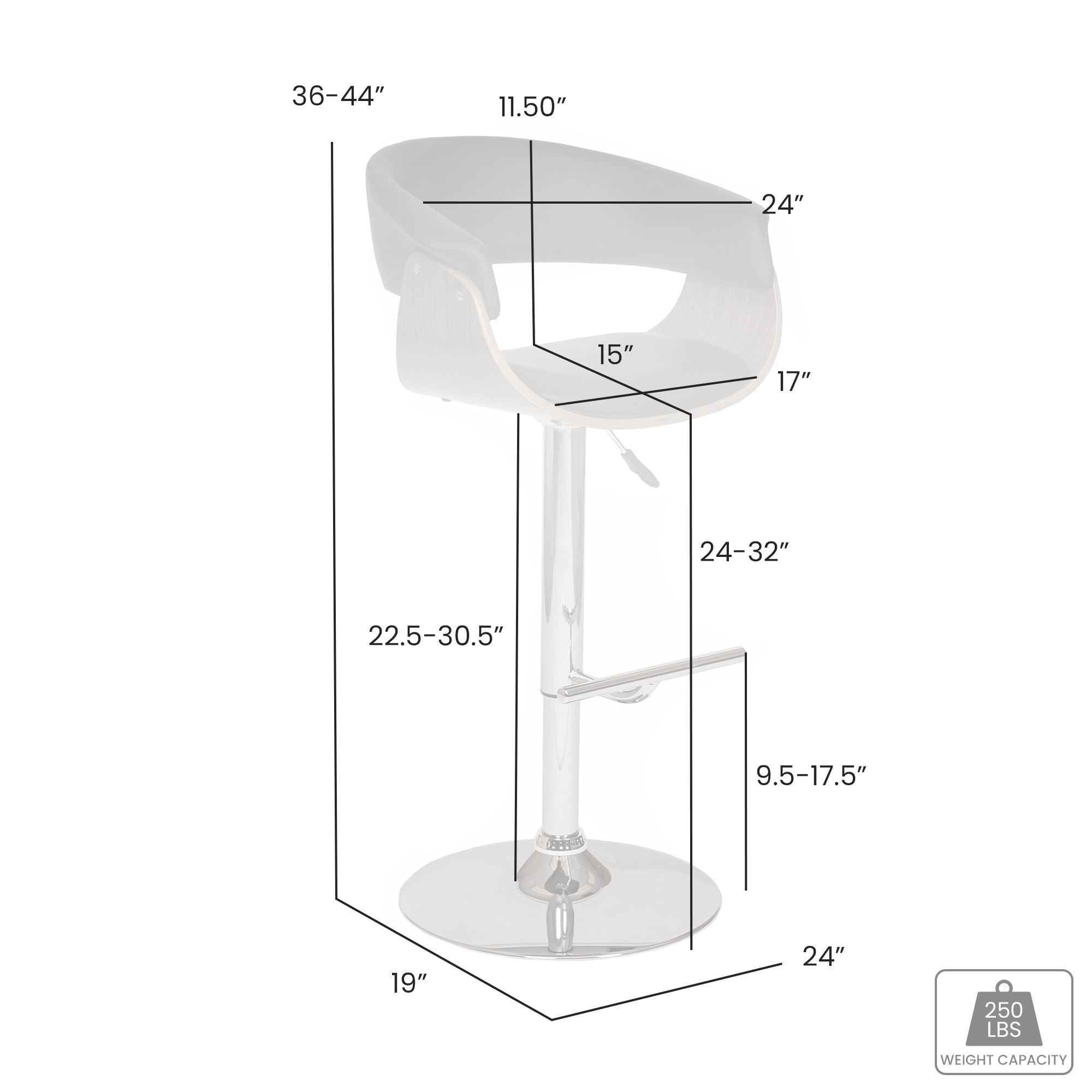 Paris - Adjustable Height Swivel Bar Stool