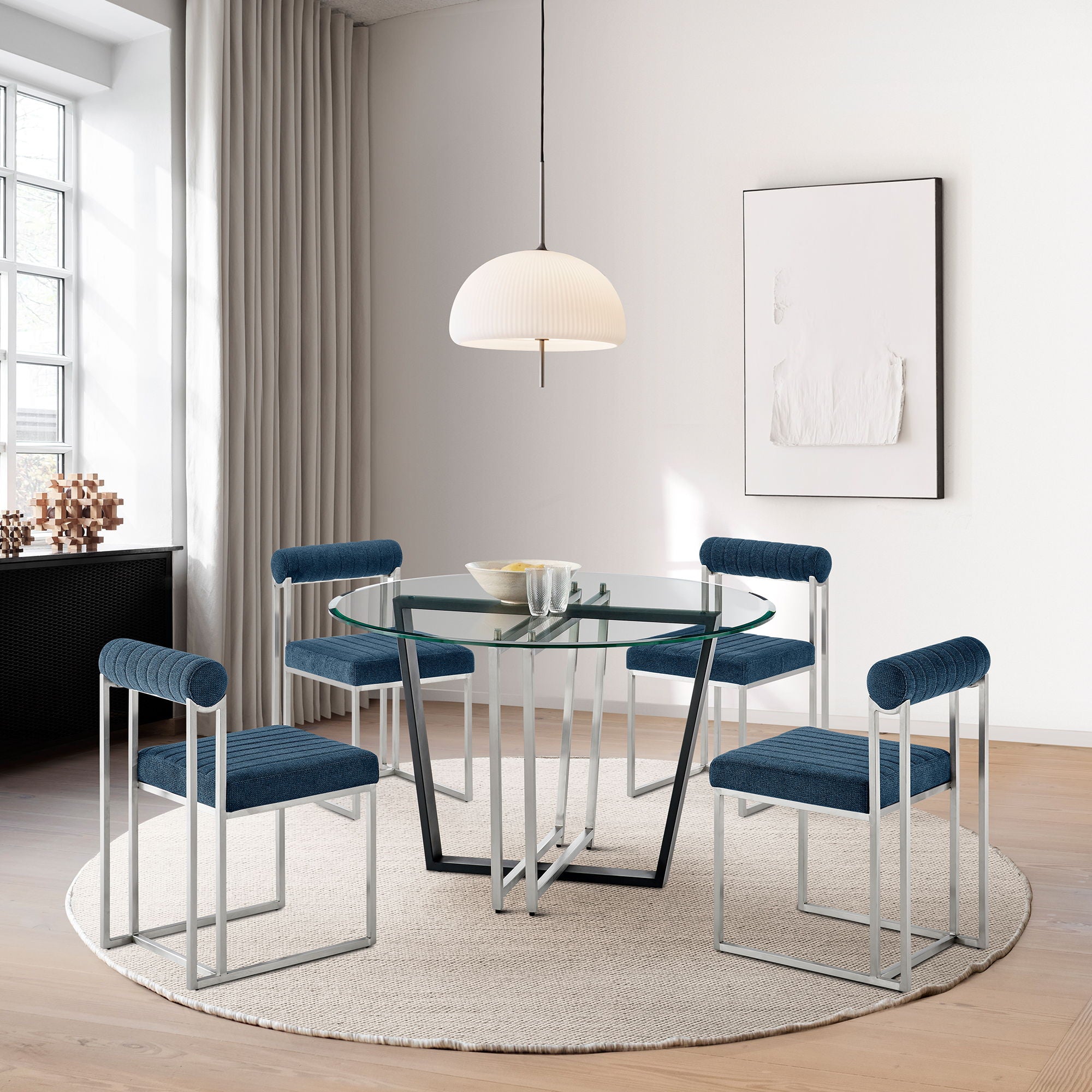 Anastasia - Dining Room Chair Set With Brushed Silver Frame