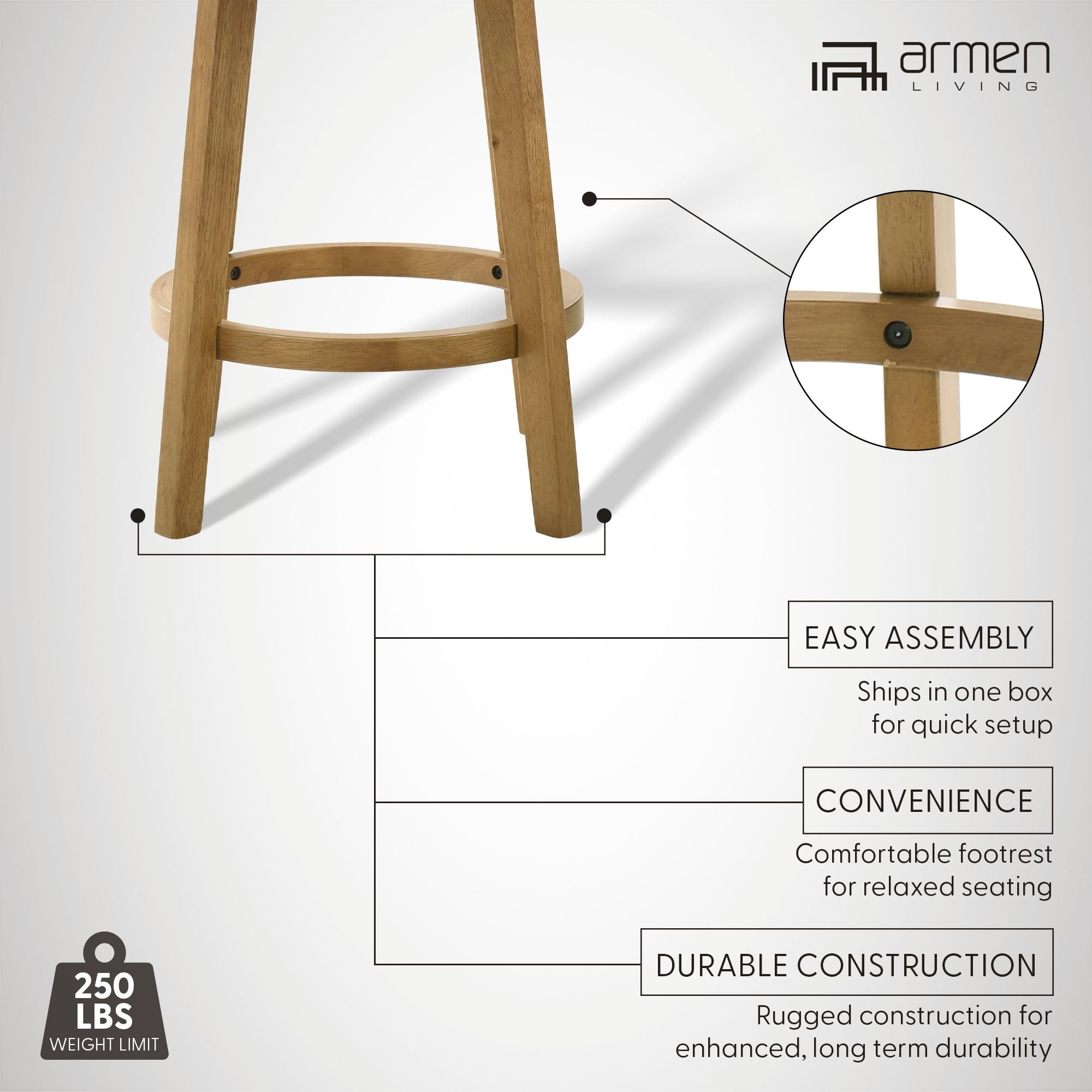 Isla - 26" Amber Glow Counter Height Rubberwood Swivel Barstool