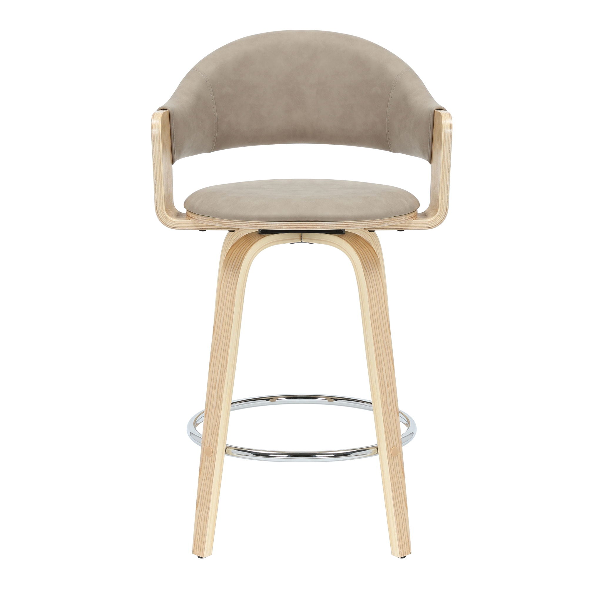 Daxton - Swivel Counter Height Round Back Wood Bar Stool With Faux Leather Seat