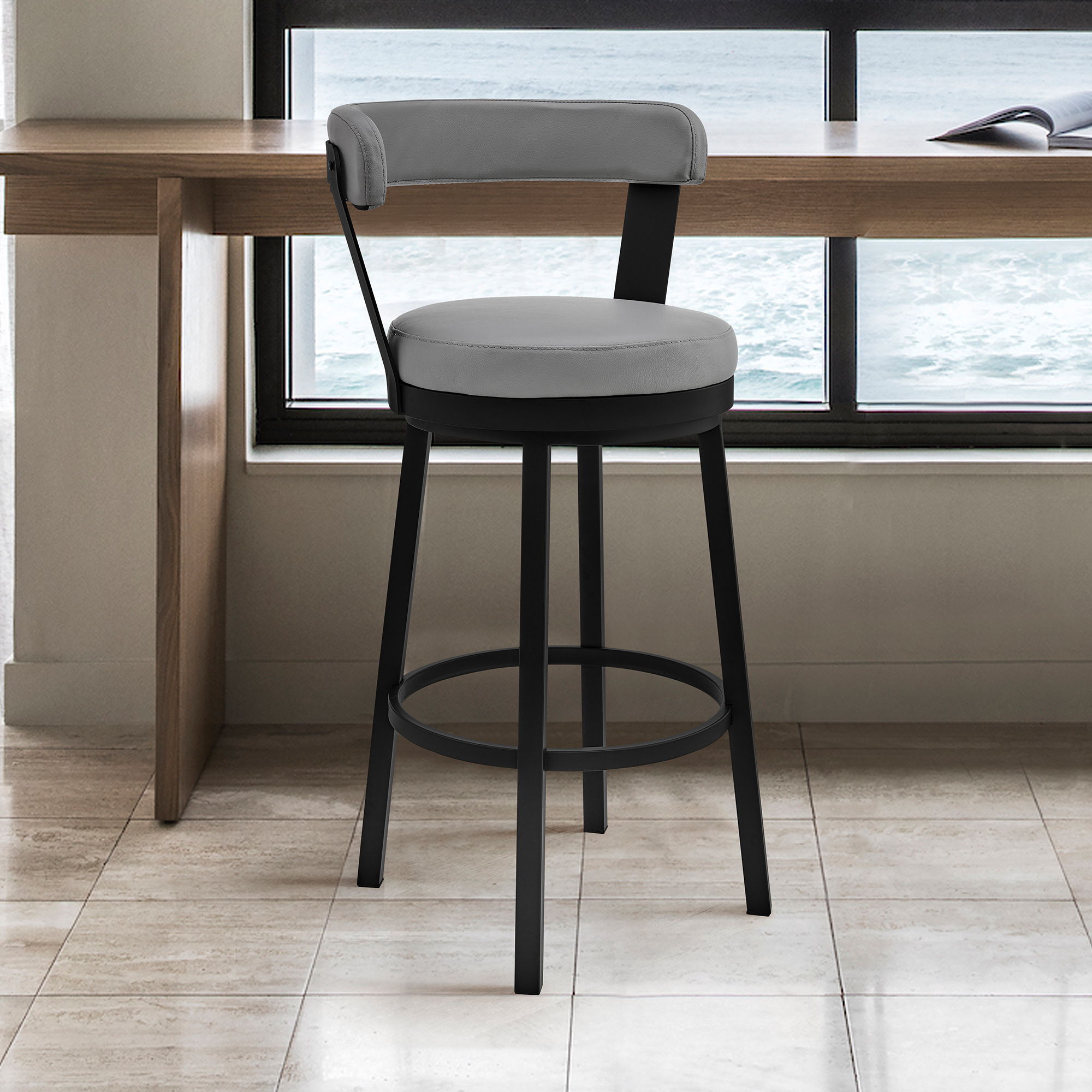 Kobe - Swivel Bar Stool - Black Finish