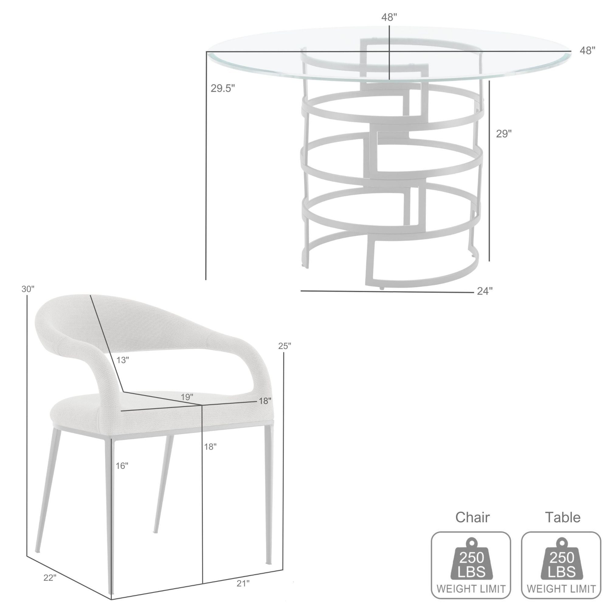 Diaz Morgan - Round Glass Dining Table Set