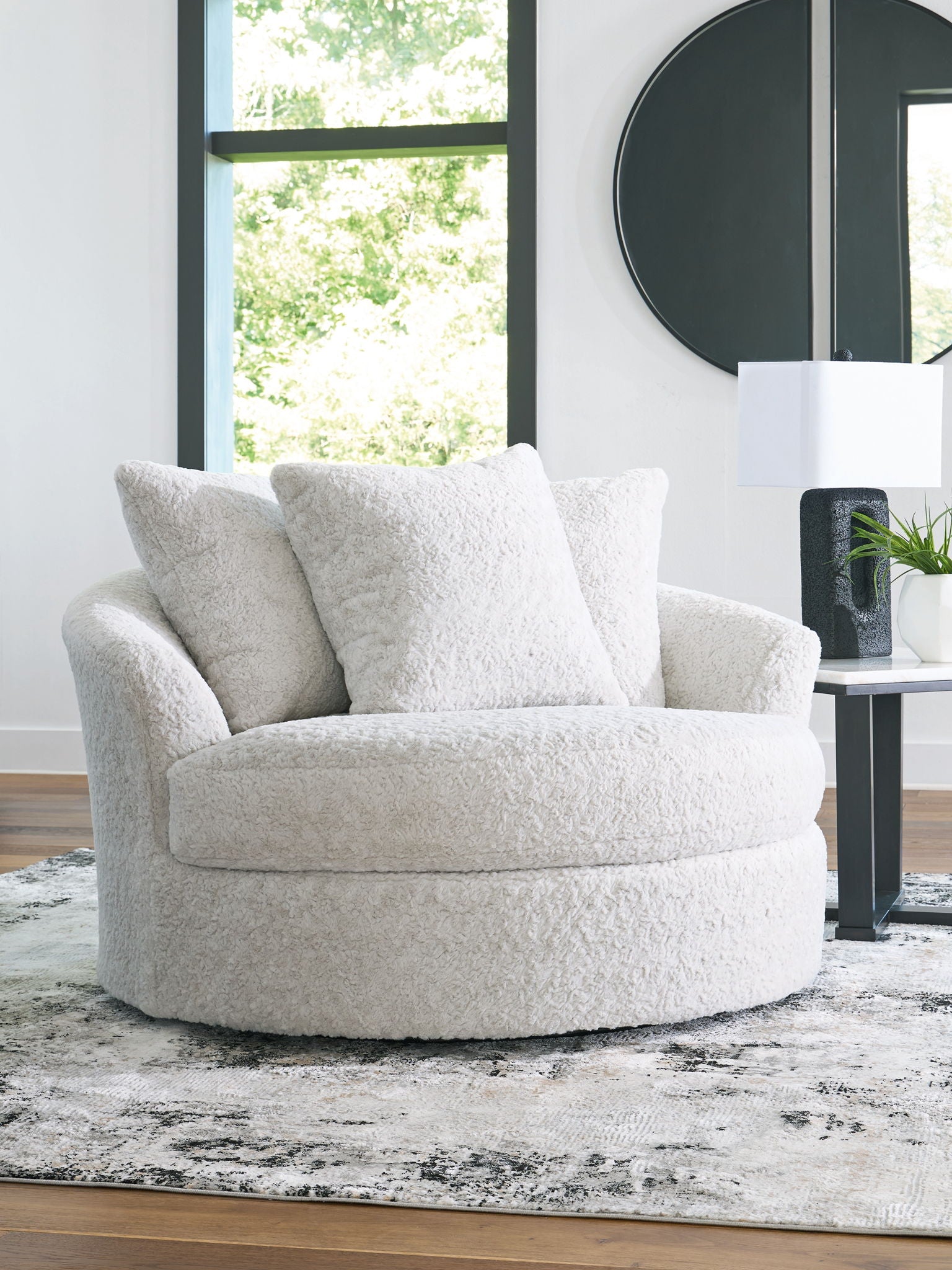 Cuddle Plush - Oversized Swivel Accent Chair - Arctic