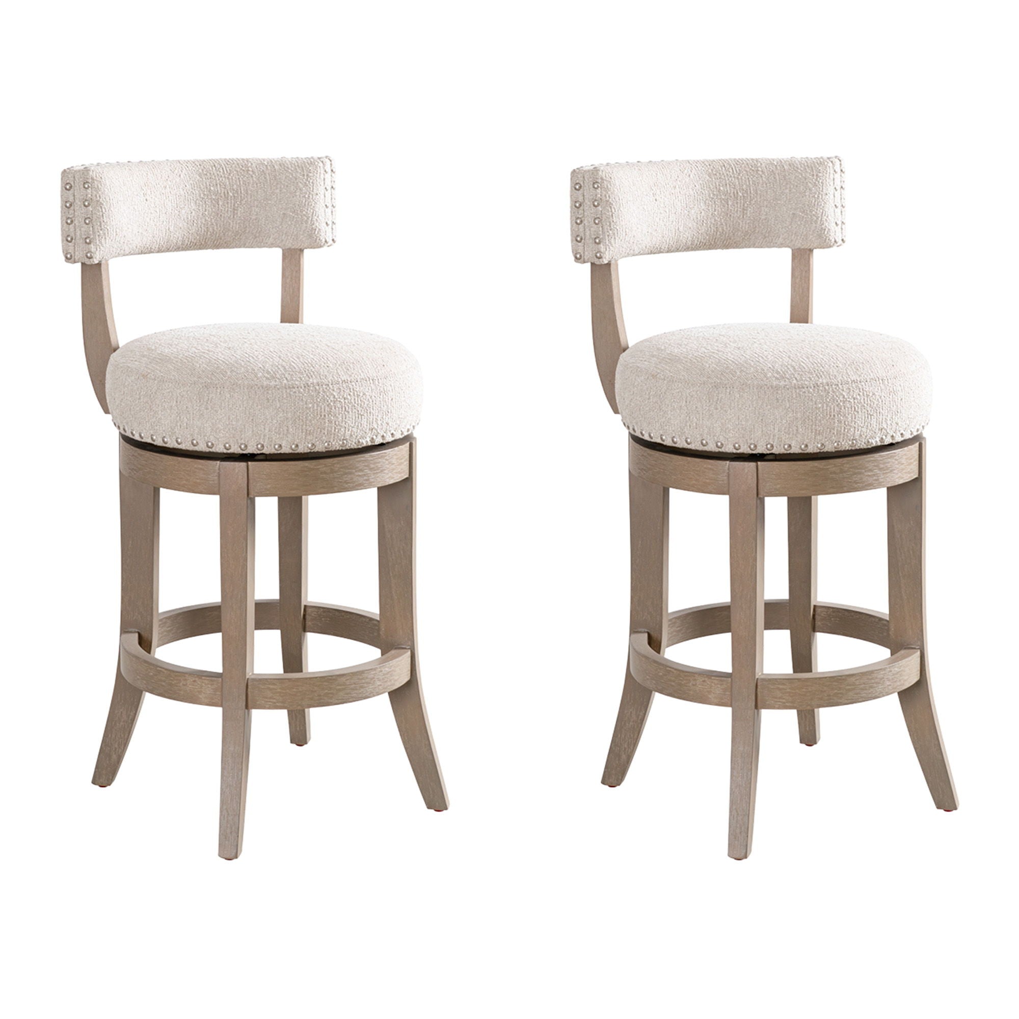 Mystic - Solid Wood Upholstered 26" Counter Height Swivel Barstool