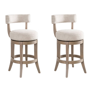 Mystic - Solid Wood Upholstered 26" Counter Height Swivel Barstool