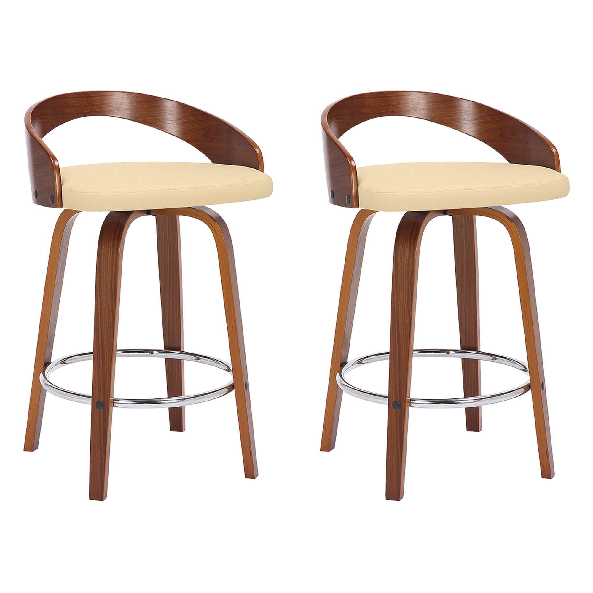 Sonia - 26" Counter Height Swivel Bar Stool - Walnut Wood