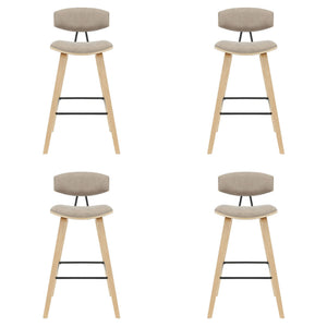Fox - Bar Height Curved Back Wood Bar Stool With Faux Leather Seat
