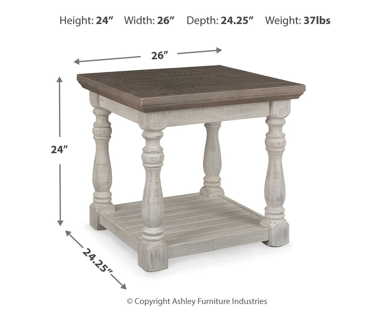Havalance - Rectangular End Table - Gray / White