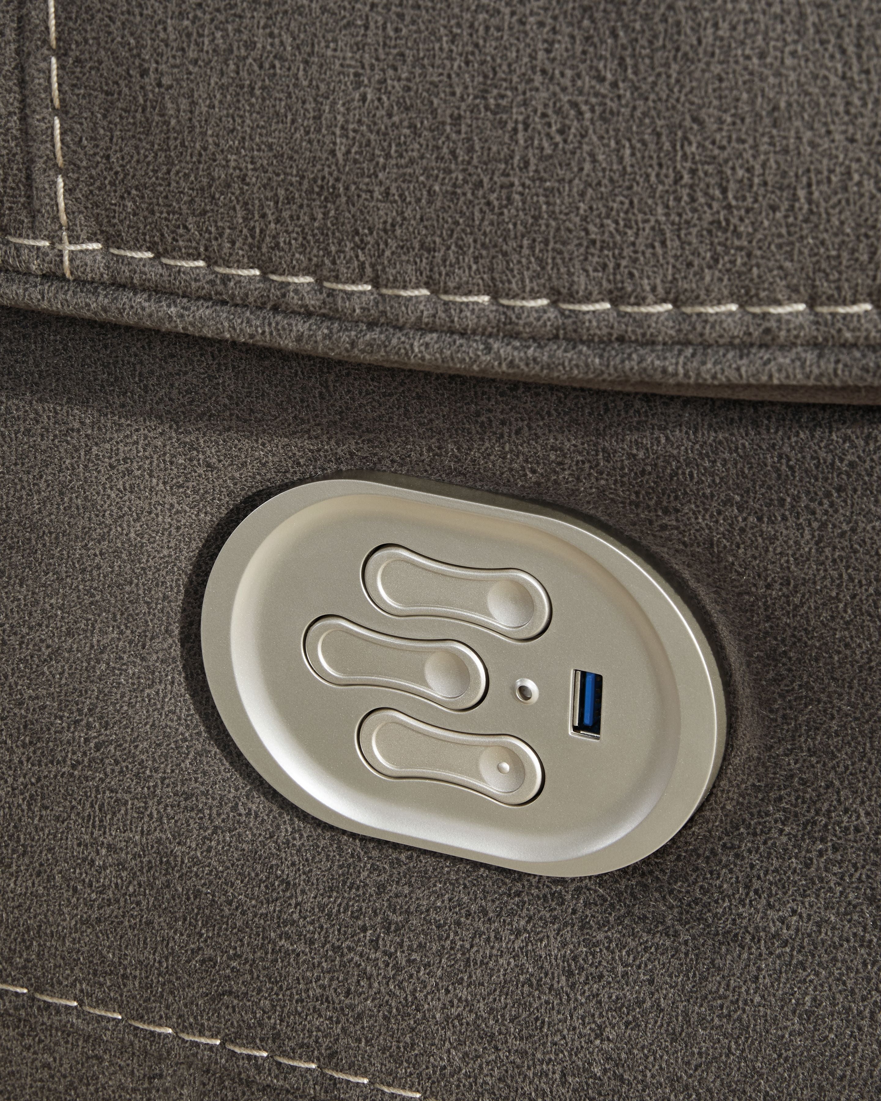 Hoopster - Zero Wall Power Recliner with Console 6 Pc Sectional - Gunmetal