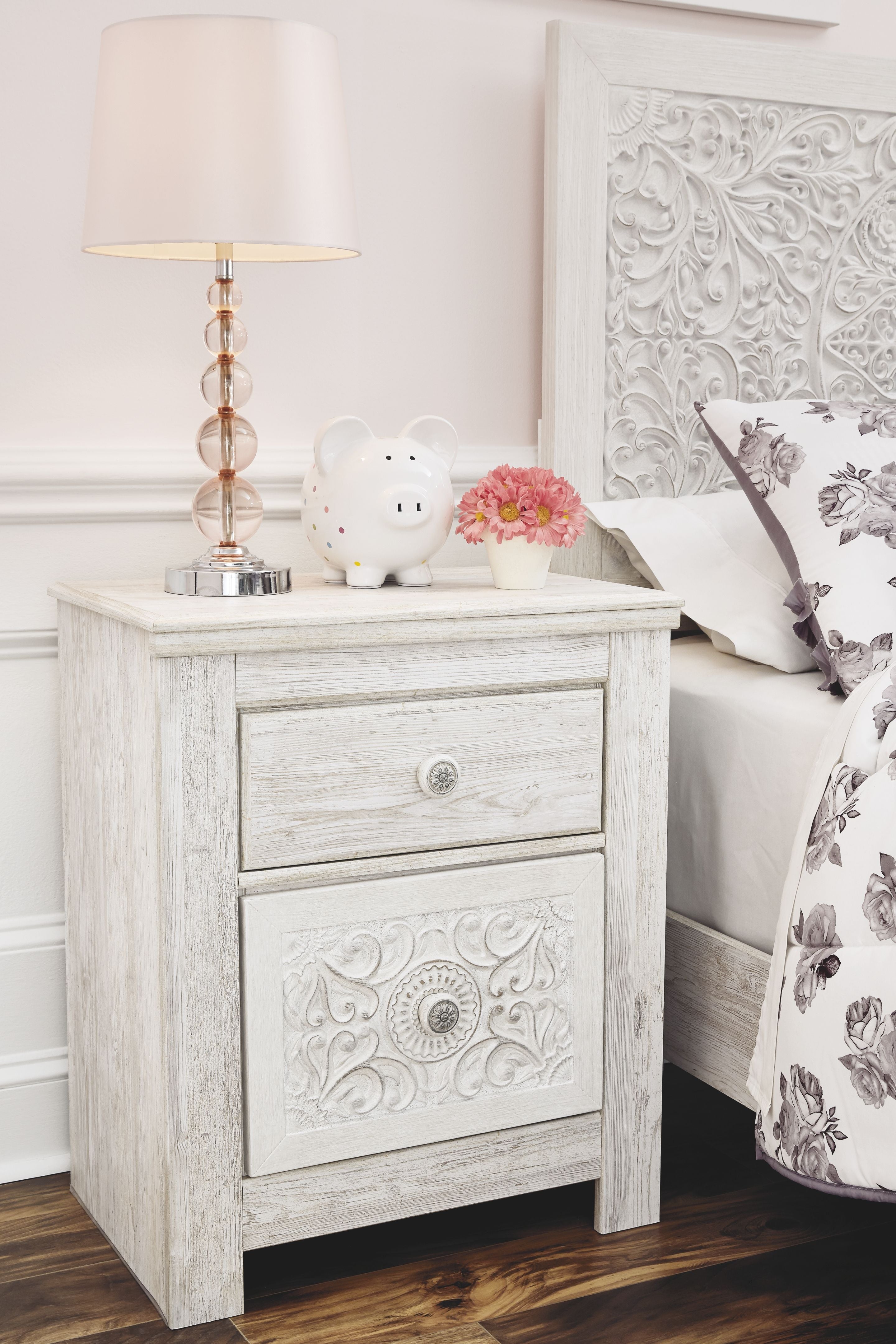 Paxberry - Two Drawer Night Stand - Whitewash