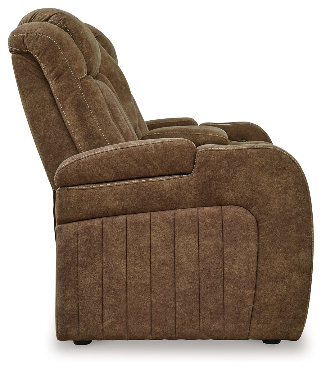 Wolfridge - 2 Pc. - Power Reclining Sofa, Power Reclining Loveseat With Console - Brindle