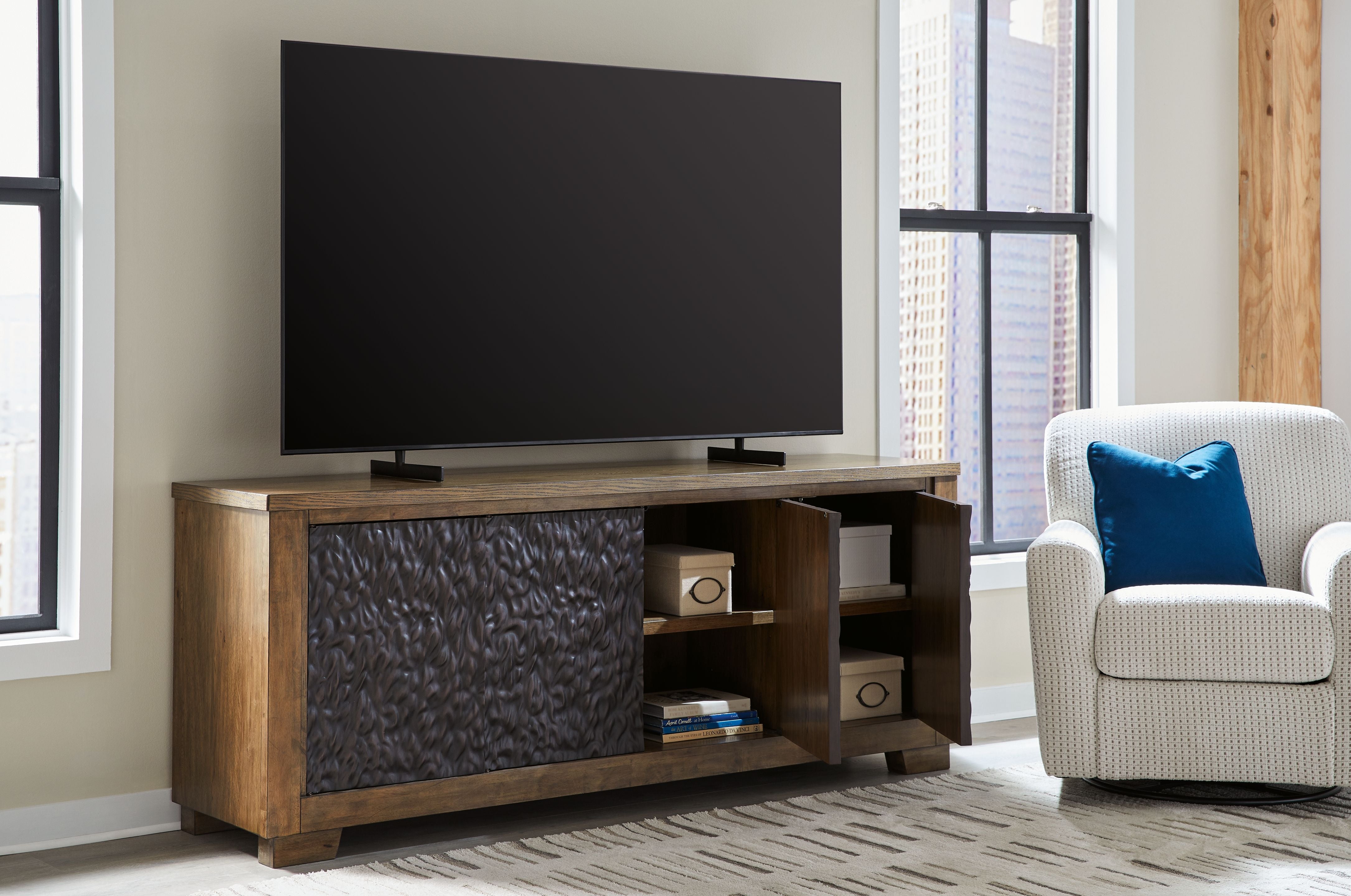 Rosswain - Extra Large TV Stand - Warm Brown