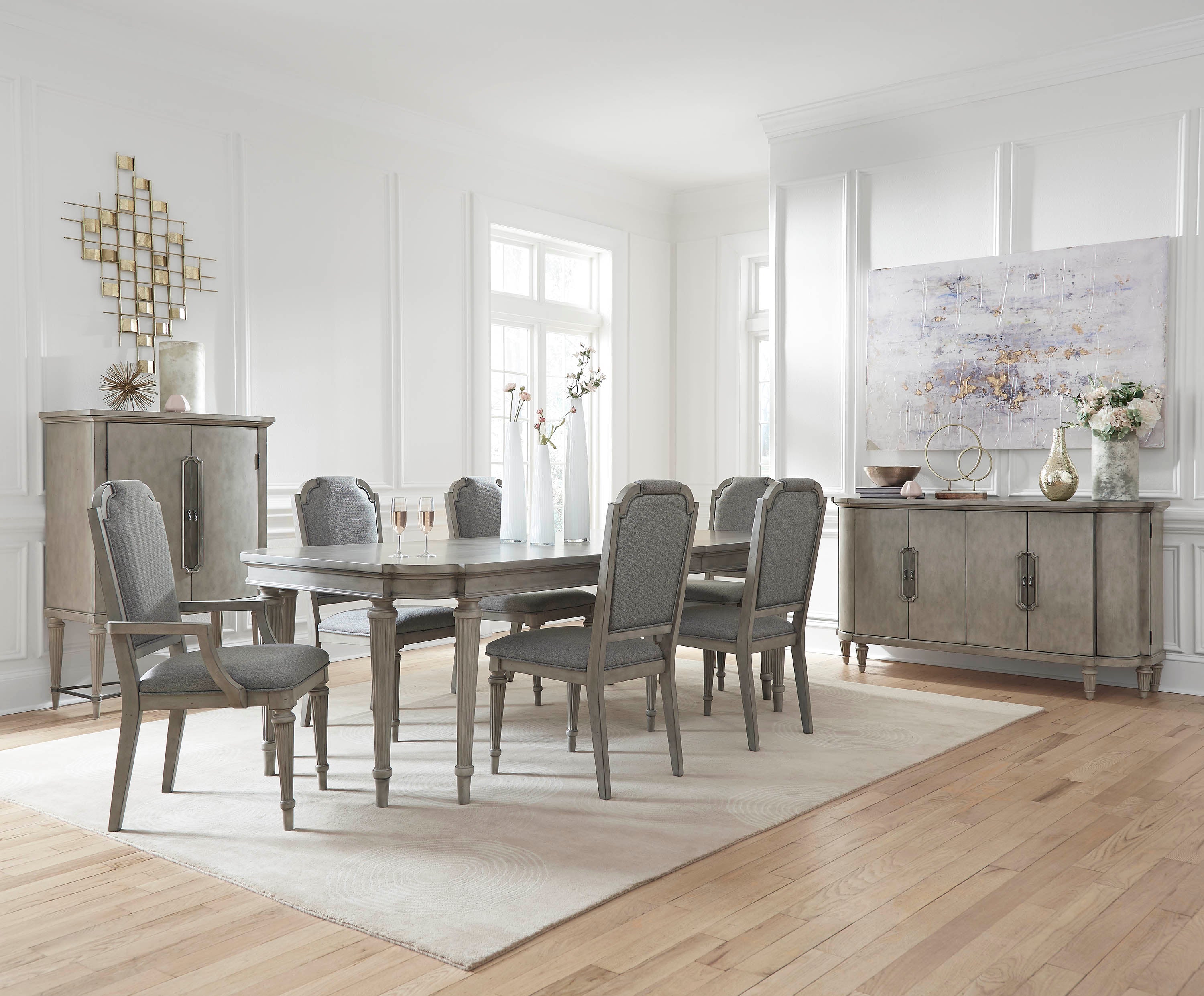 Vinesta - 7 PC Rectangular Formal Dining Table Set