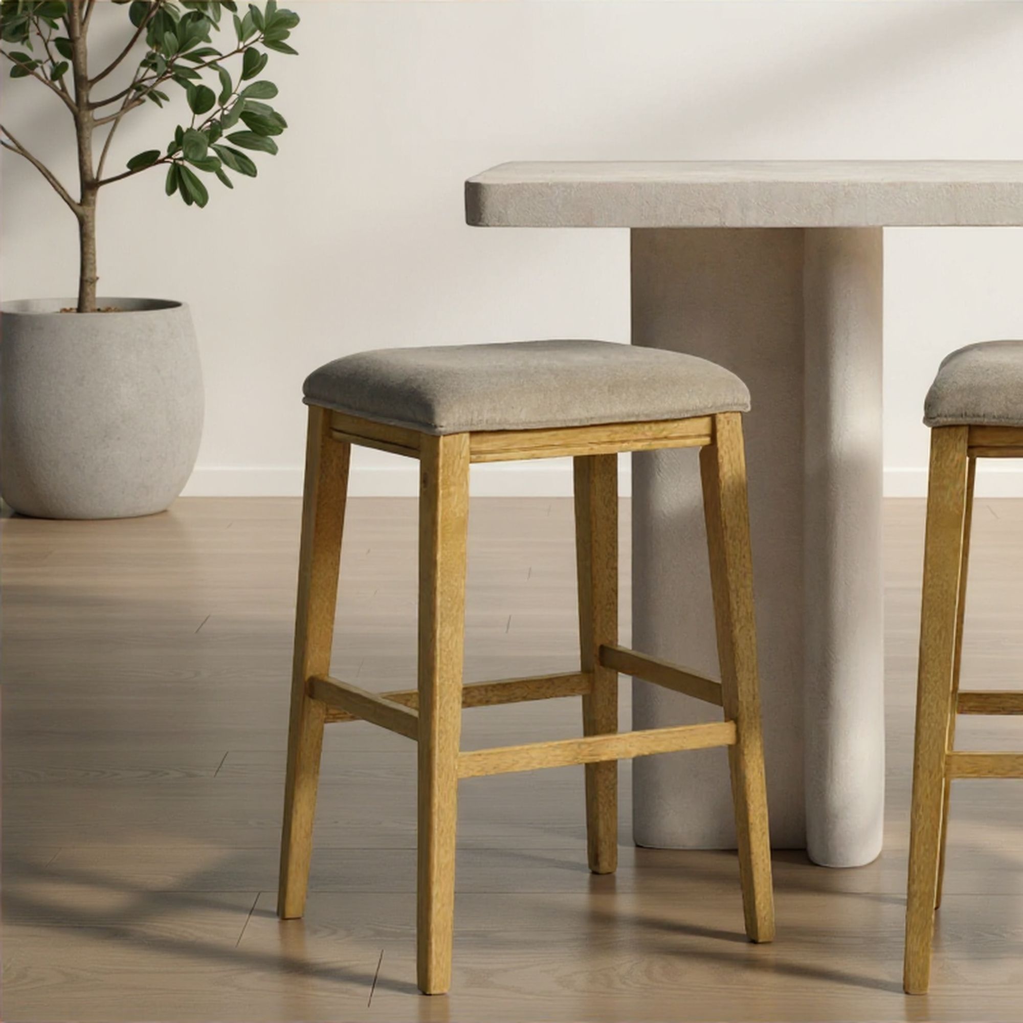 Jane - Contemporary Transitional Wood Bar Height Kitchen Bar Stool