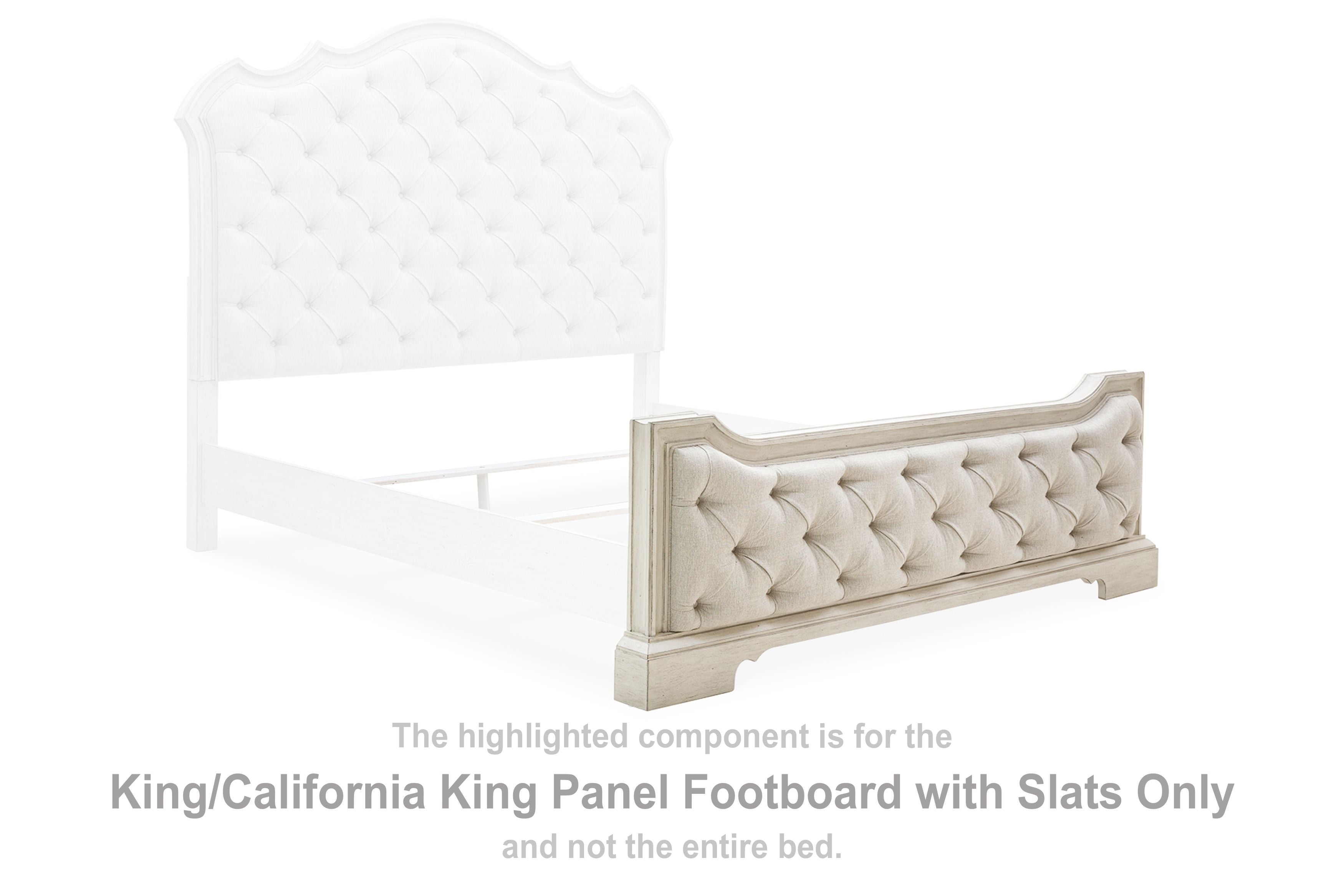 Arlendyne - King / Cal King Upholstered Panel Footboard With Slats - Antique White