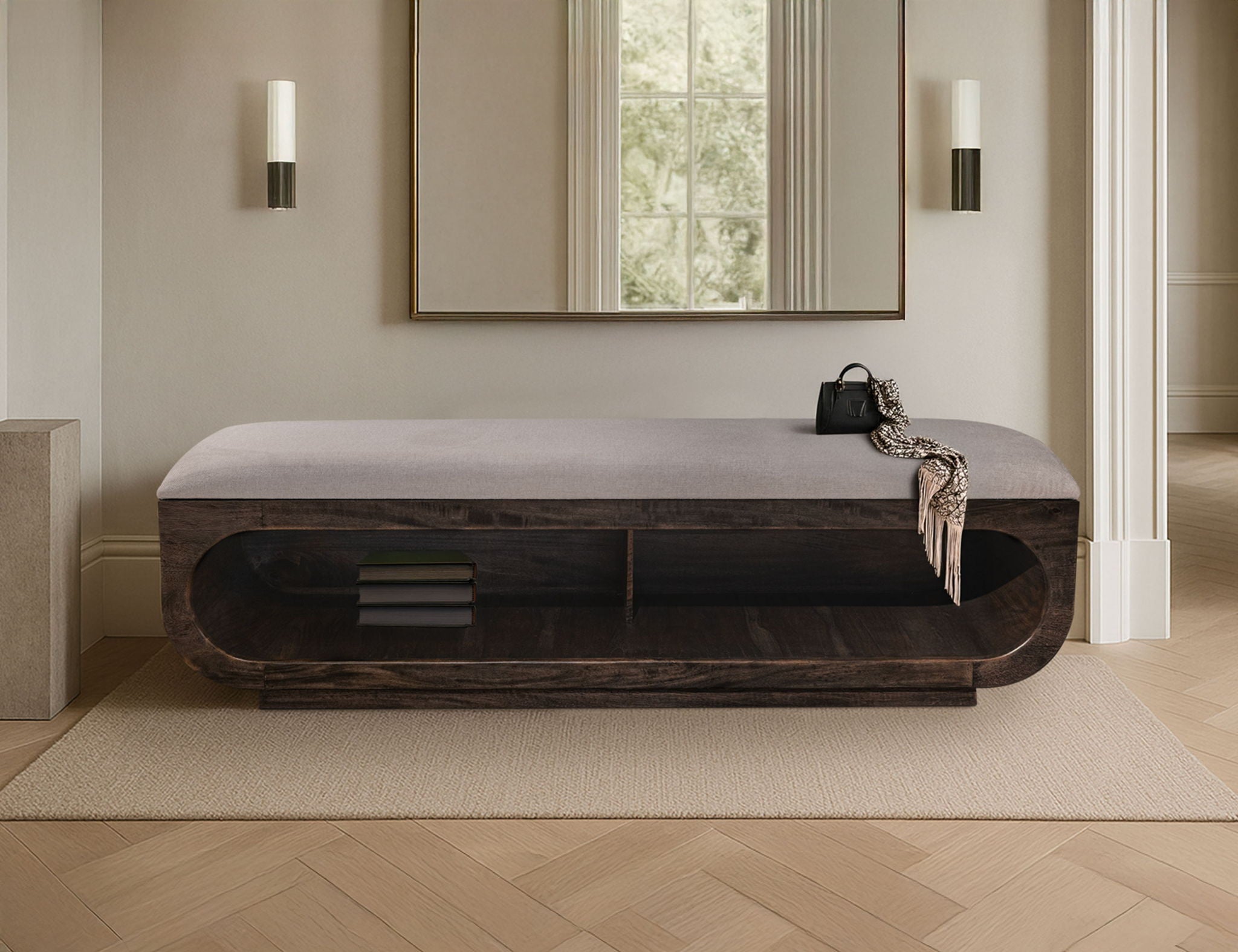 Balam - Wooden Bench With Cushioned Seat