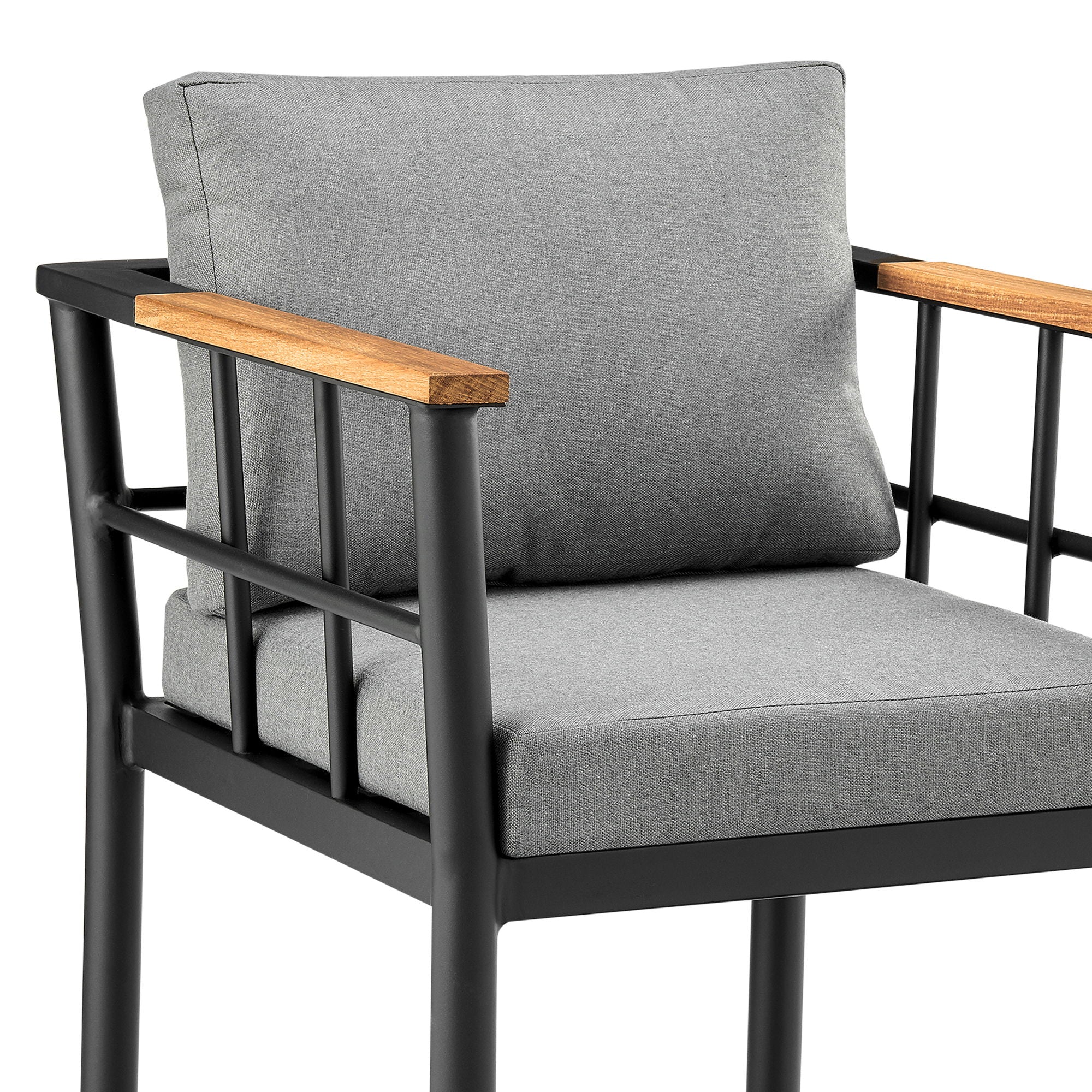 Orlando - Outdoor Patio 5-Piece Bar Table Set In Aluminum With Gray Cushions