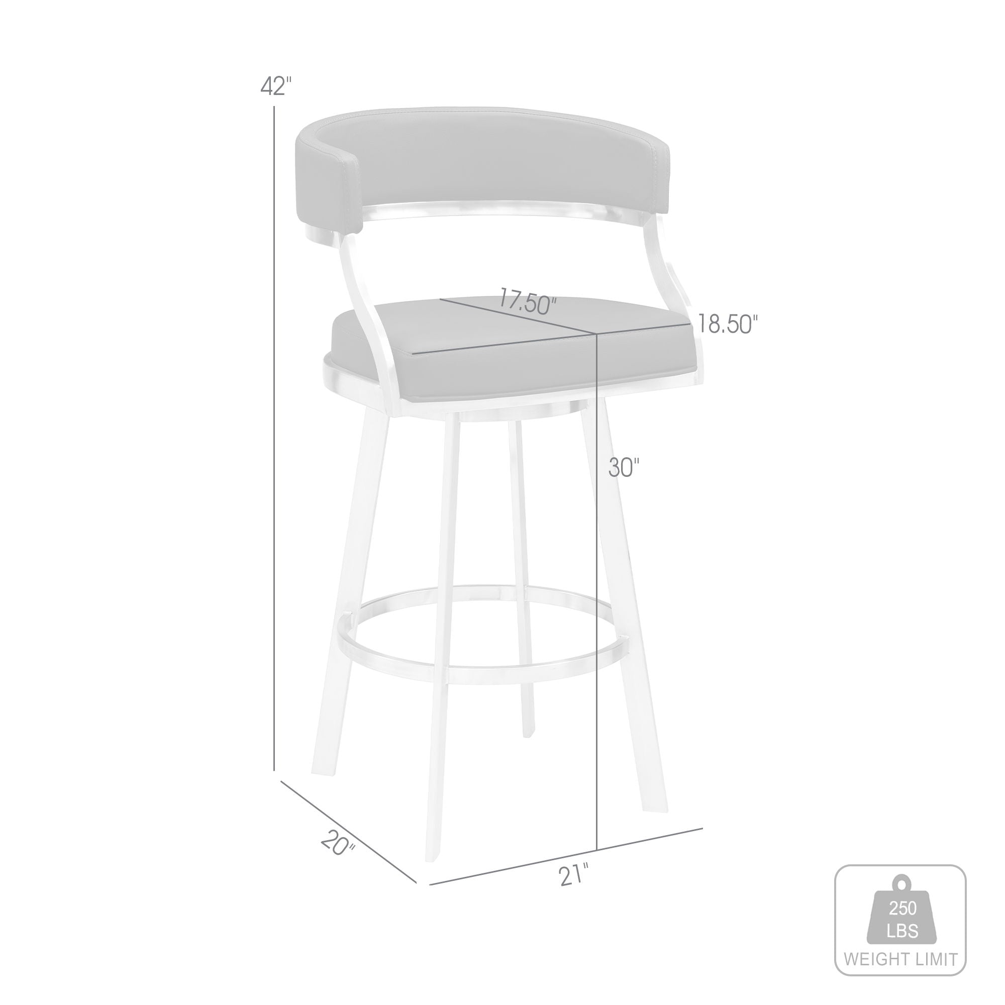 Dione - Swivel Faux Leather And Brushed Stainless Steel Bar Stool