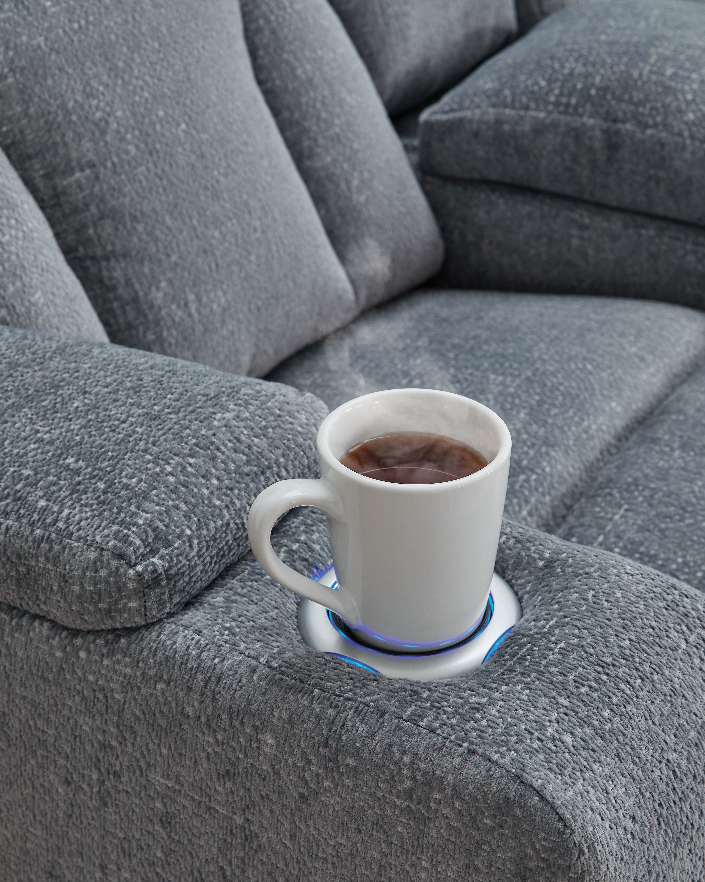 Studio Cave - Power Reclining Loveseat with Console - Steel