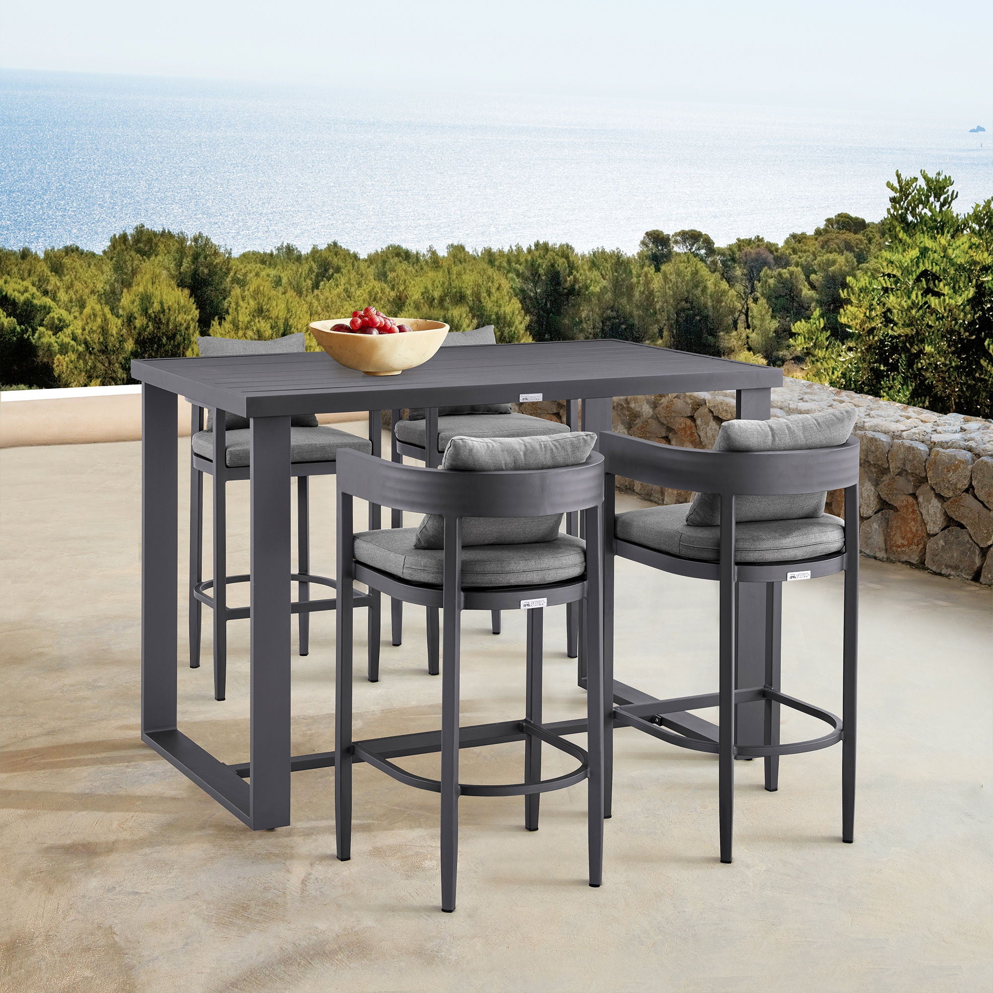 Menorca - Outdoor Patio Bar Height Dining Table In Aluminum