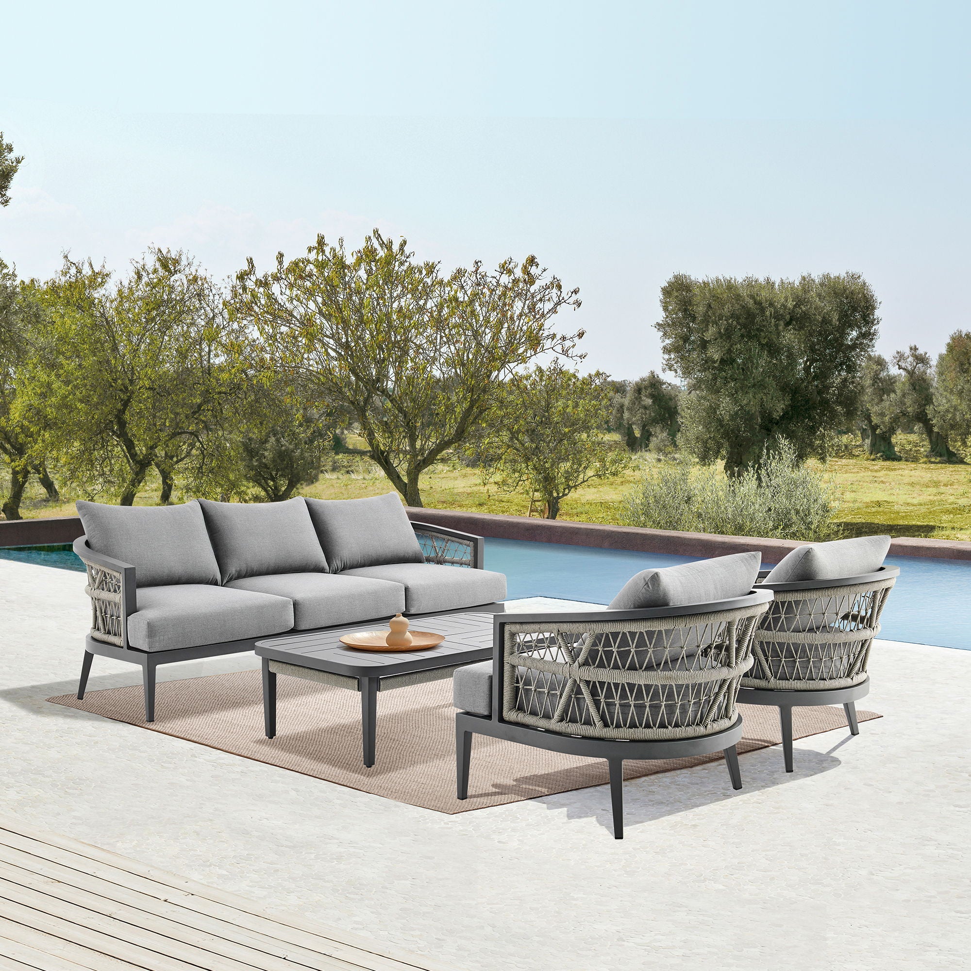 Zella - Outdoor Patio Sofa - Light Gray / Earl Gray
