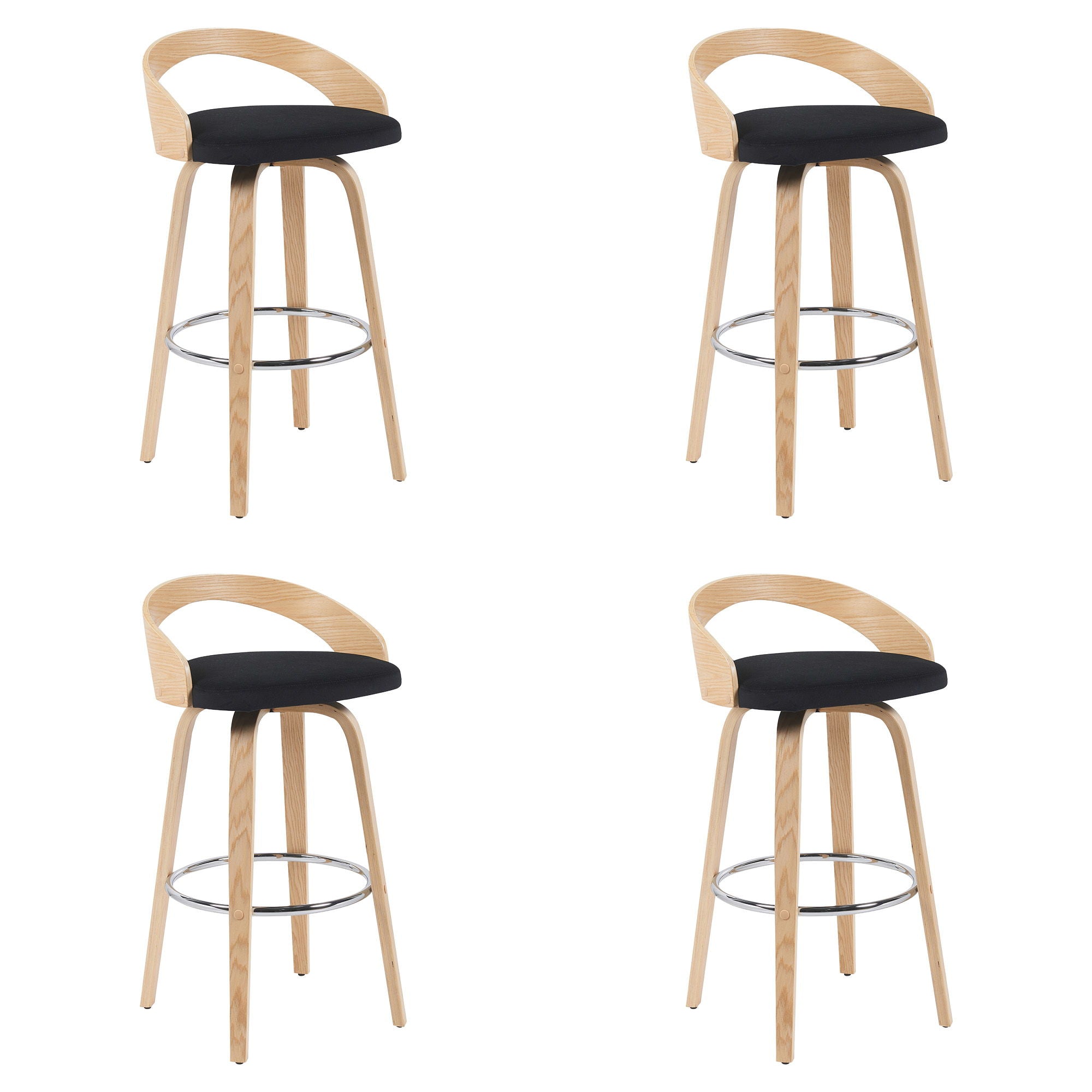 Sonia - Modern Swivel Bar Height Stool - Patterned Oak Wood Finish