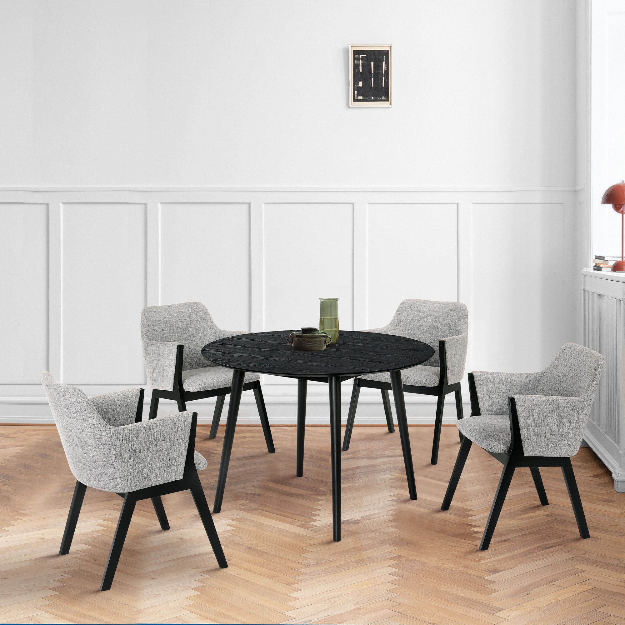 Arcadia And Renzo - 5 Piece Dining Set - Gray / Black