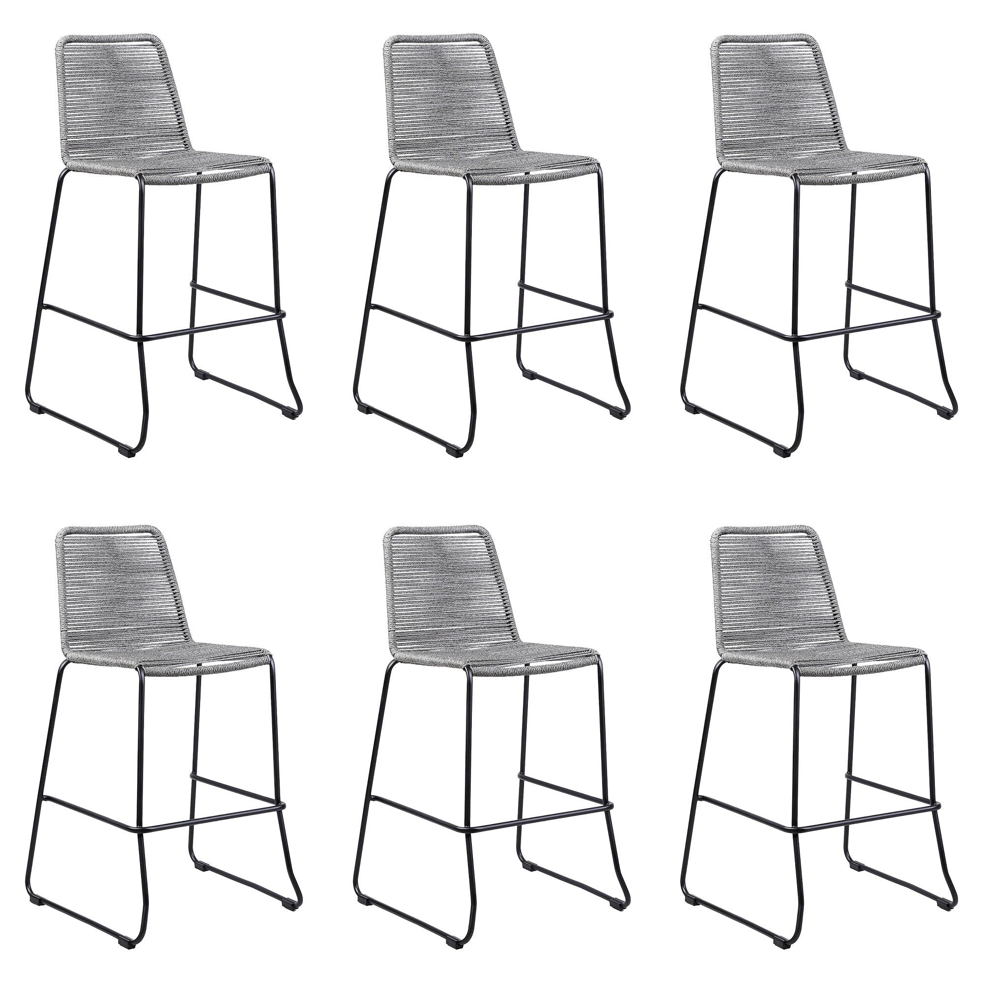 Shasta - 30" Outdoor Metal And Rope Stackable Barstool