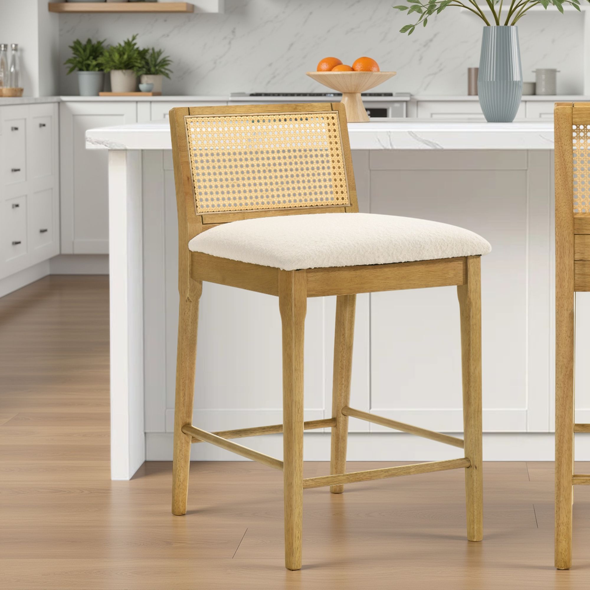 Tobias - Coastal Modern Wood Counter Height Kitchen Bar Stool