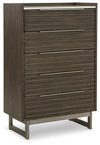 Arkenton - Five Drawer Chest - Grayish Brown / White
