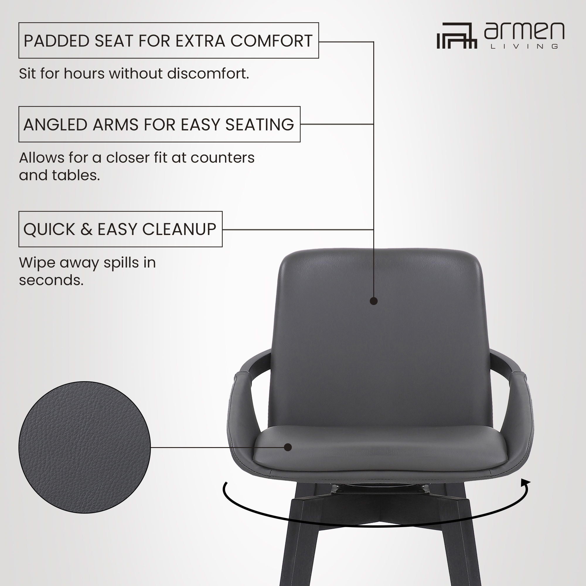 Baylor - Swivel Bar Stool With Black Frame
