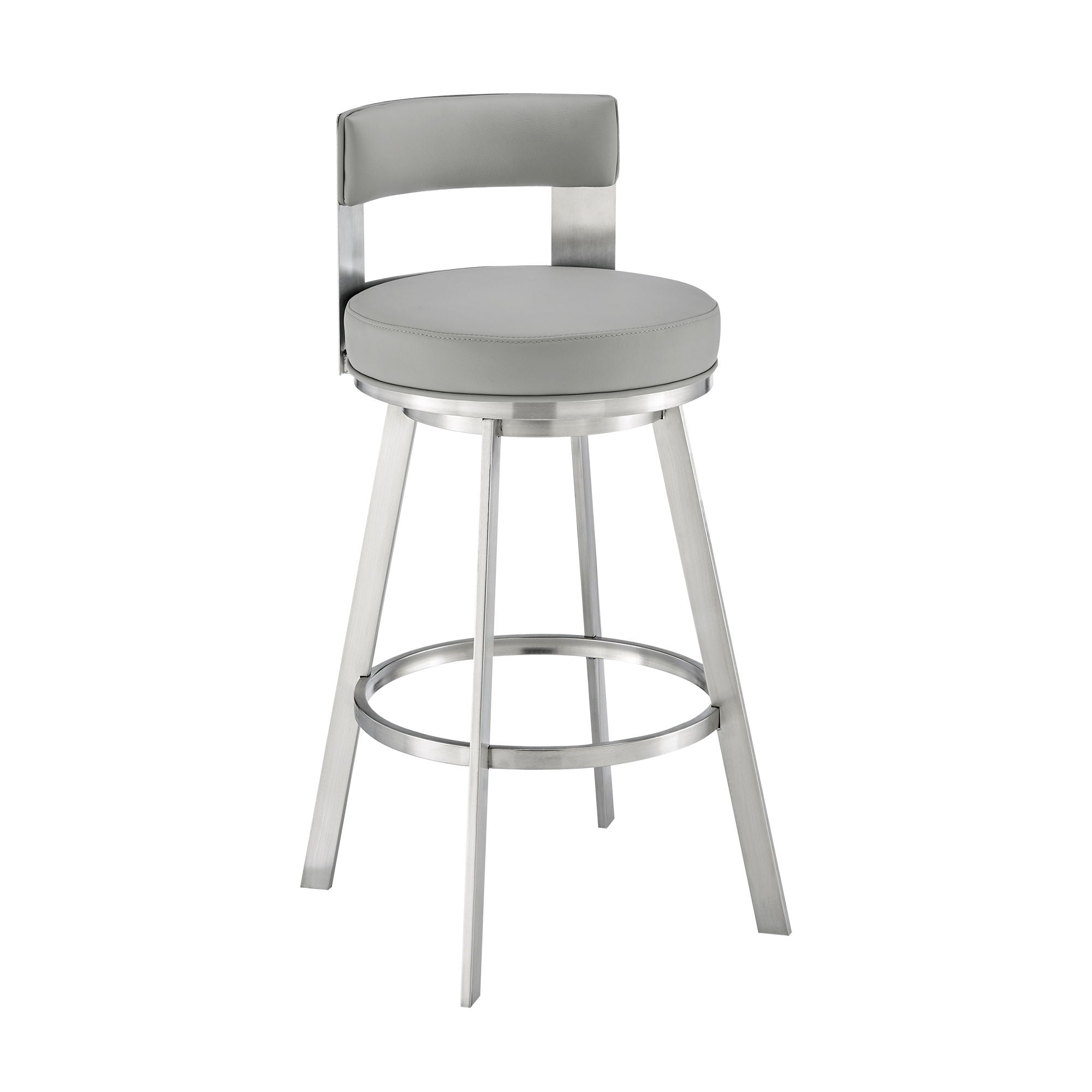 Lynof - Swivel Bar Stool - Brushed Stainless Steel Finish