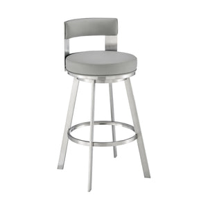 Lynof - Swivel Bar Stool - Brushed Stainless Steel Finish