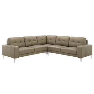 Pimentel - Leather Sectional Sofa With Tufted Back And Track Arms
