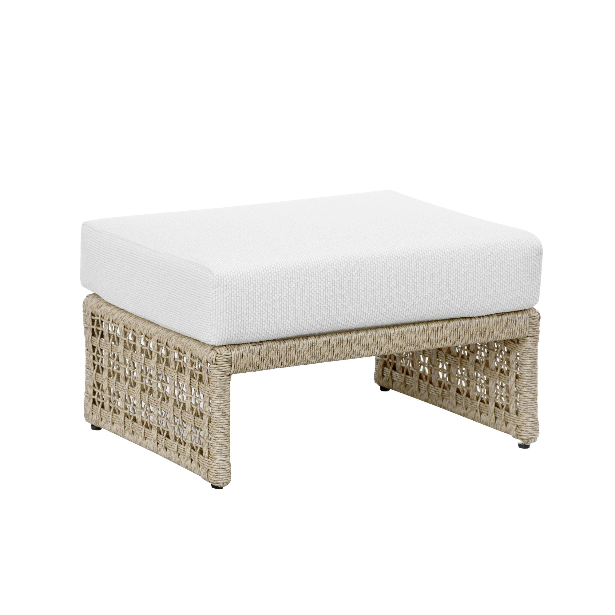 Driftbay - Outdoor Club Chair And Ottoman Set - White / Natural