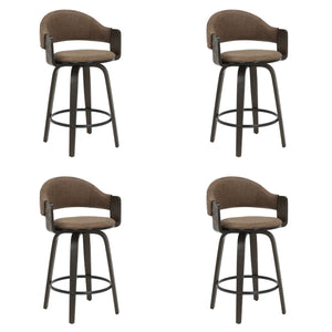 Daxton - Swivel Counter Height Round Back Wood Bar Stool With Faux Leather Seat
