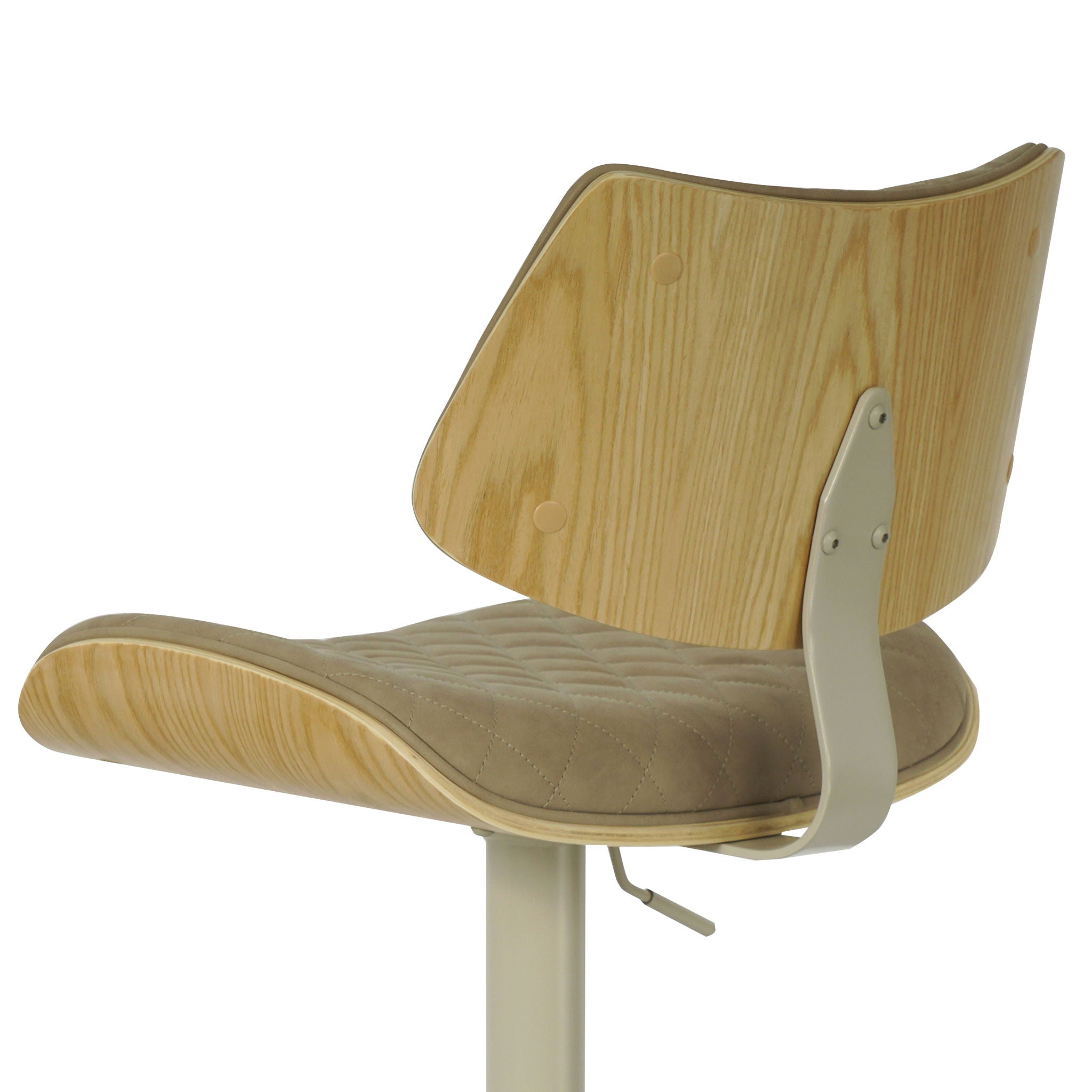 Leland - Adjustable Swivel Curved Back Wood Bar Stool With Faux Leather Seat